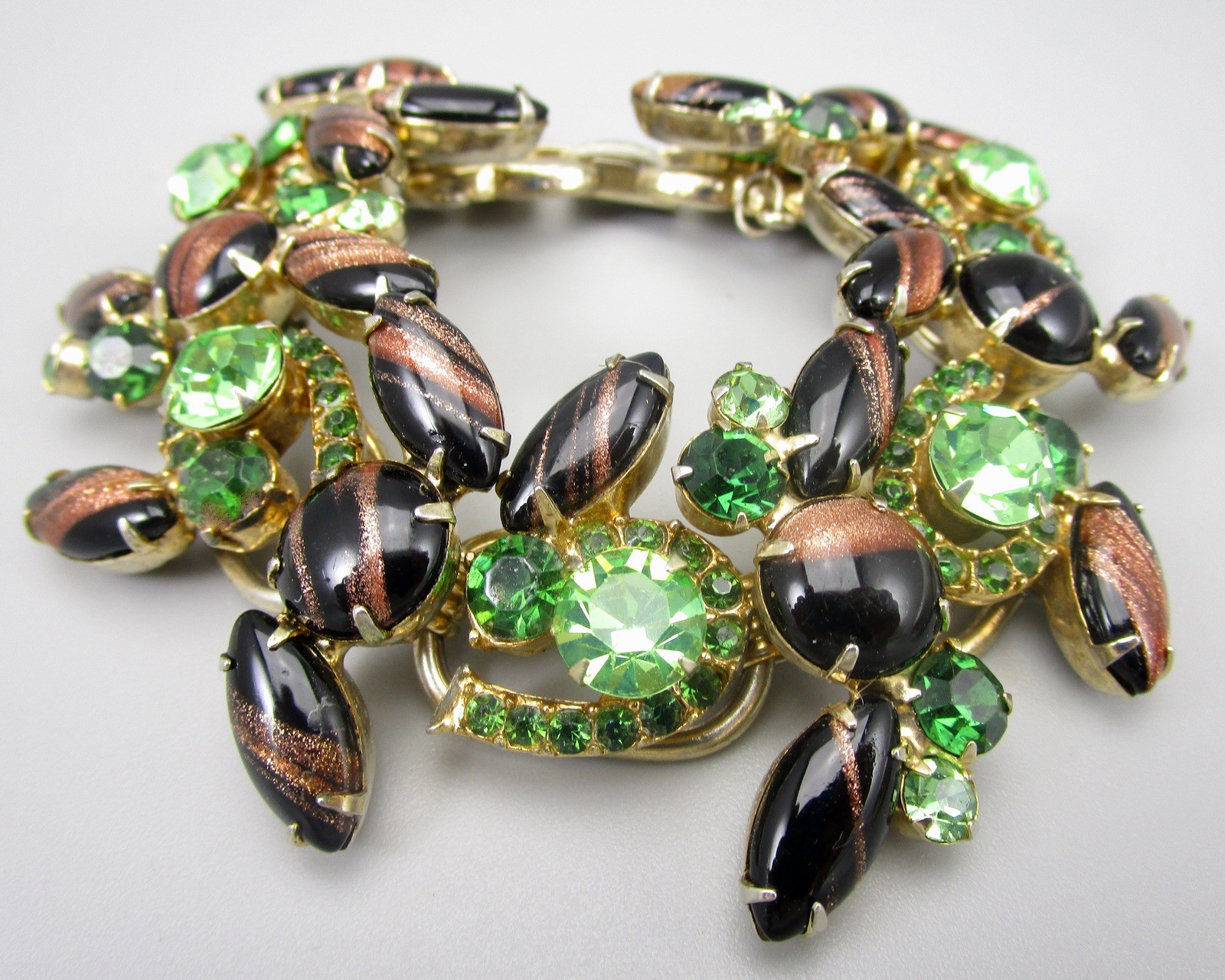 RARE JULIANA DELIZZA & ELSTER AVENTURINE GLASS BRACELET W/ COORDINATING EARRINGS