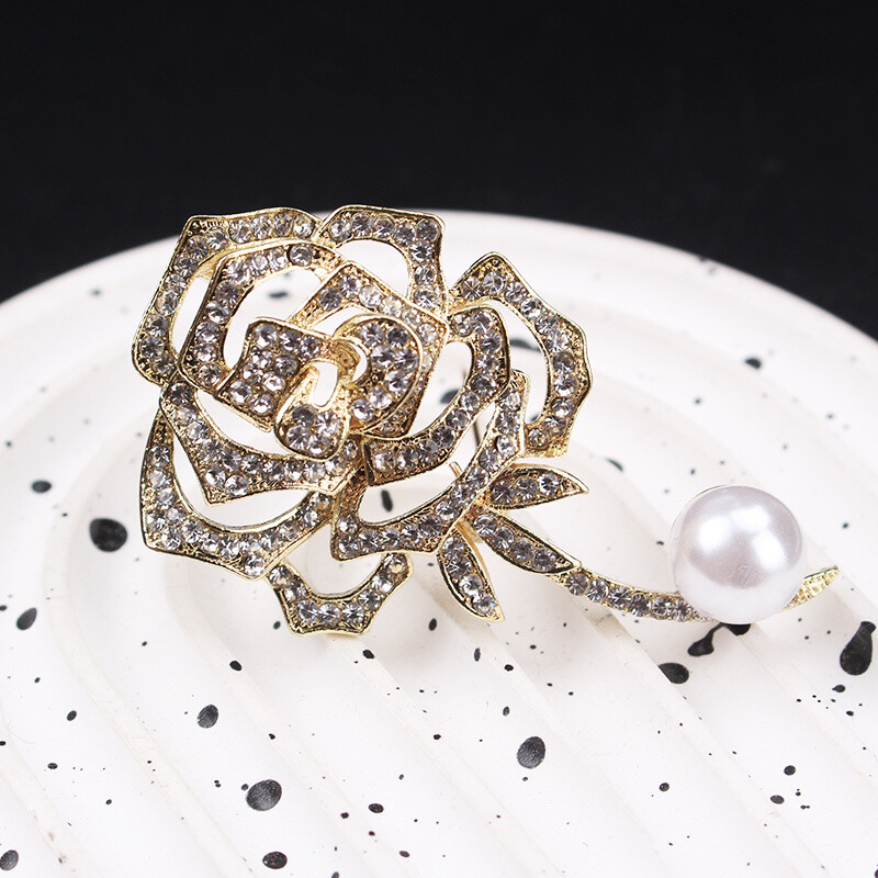 High-end Fashion Elegance Openwork Rose Brooch Women Men Jewelry Gift
