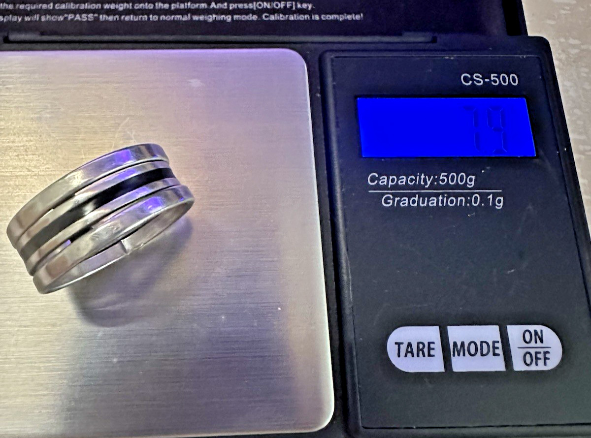 Sleek Modernist 3 Band Unisex Stack Ring 1 Cm wide Sterling Silver Size 11, 8 gr