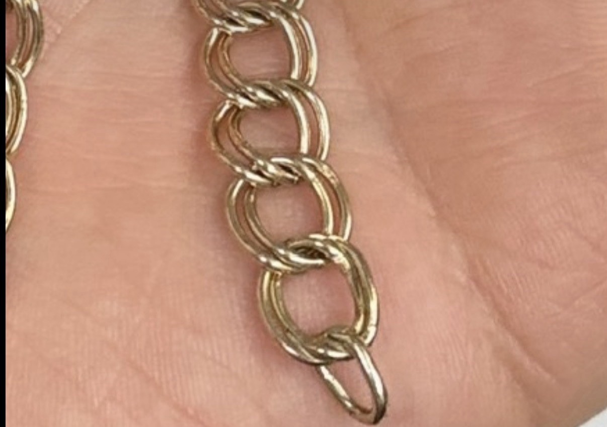 12k Gold Filled Cuban Double Link Bracelet 7” 8g Gf Vtg 8.4mm