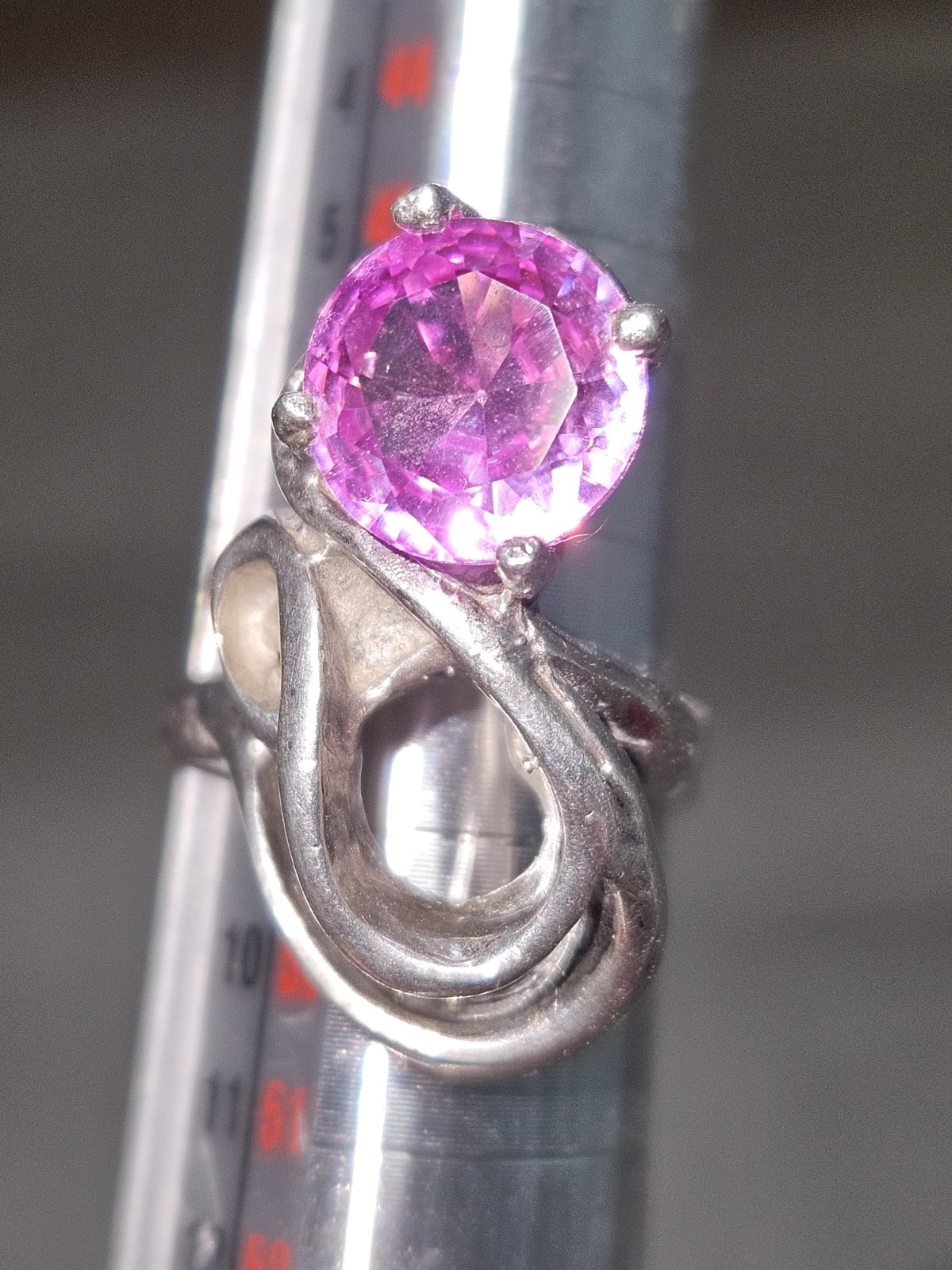Beatiful & Vintage, Pink CZ 925 Silver Ring 8.2 g Sz 4.75