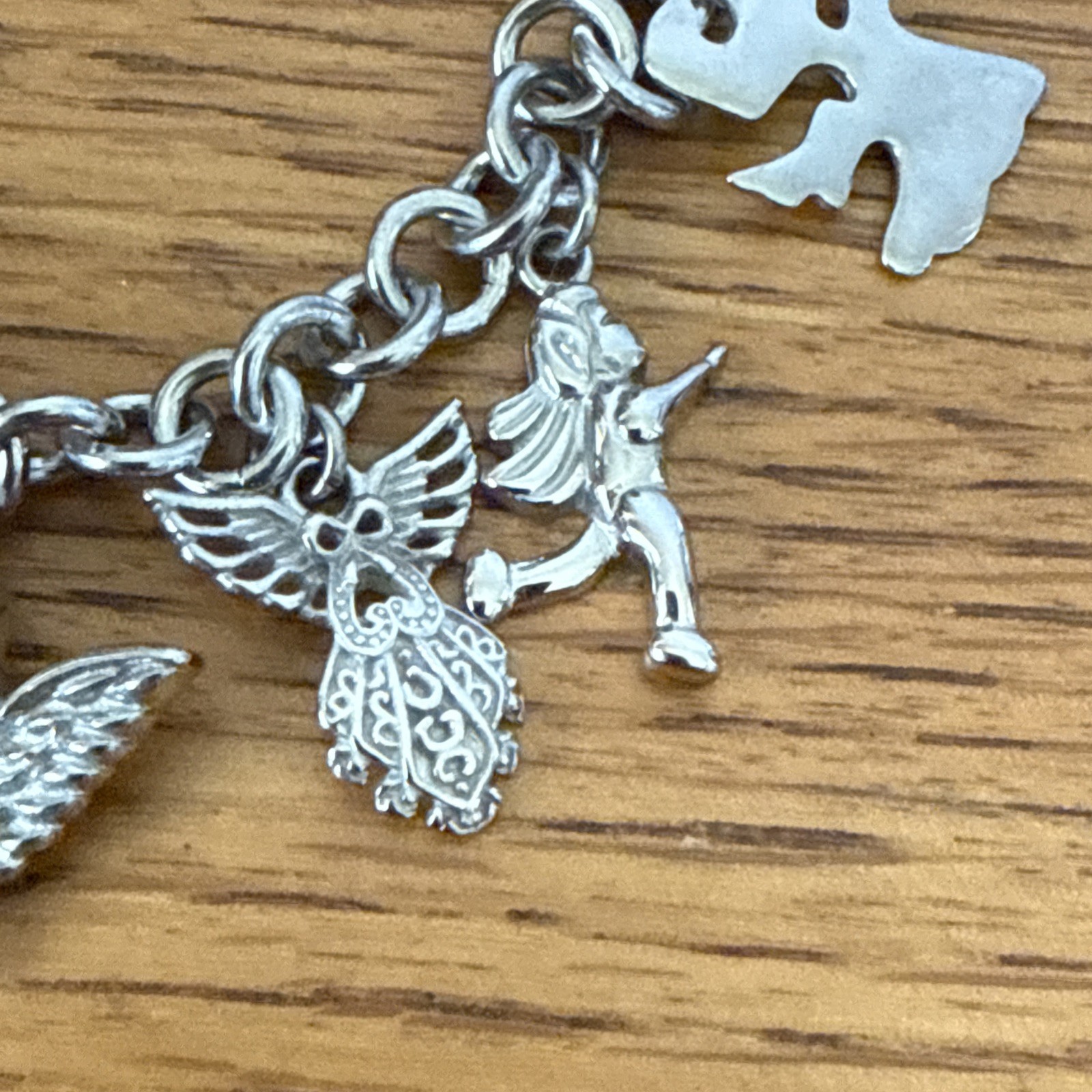 Vintage MILOR Guardian Angle Charm Chain Bracelet Stainless Steel 8”