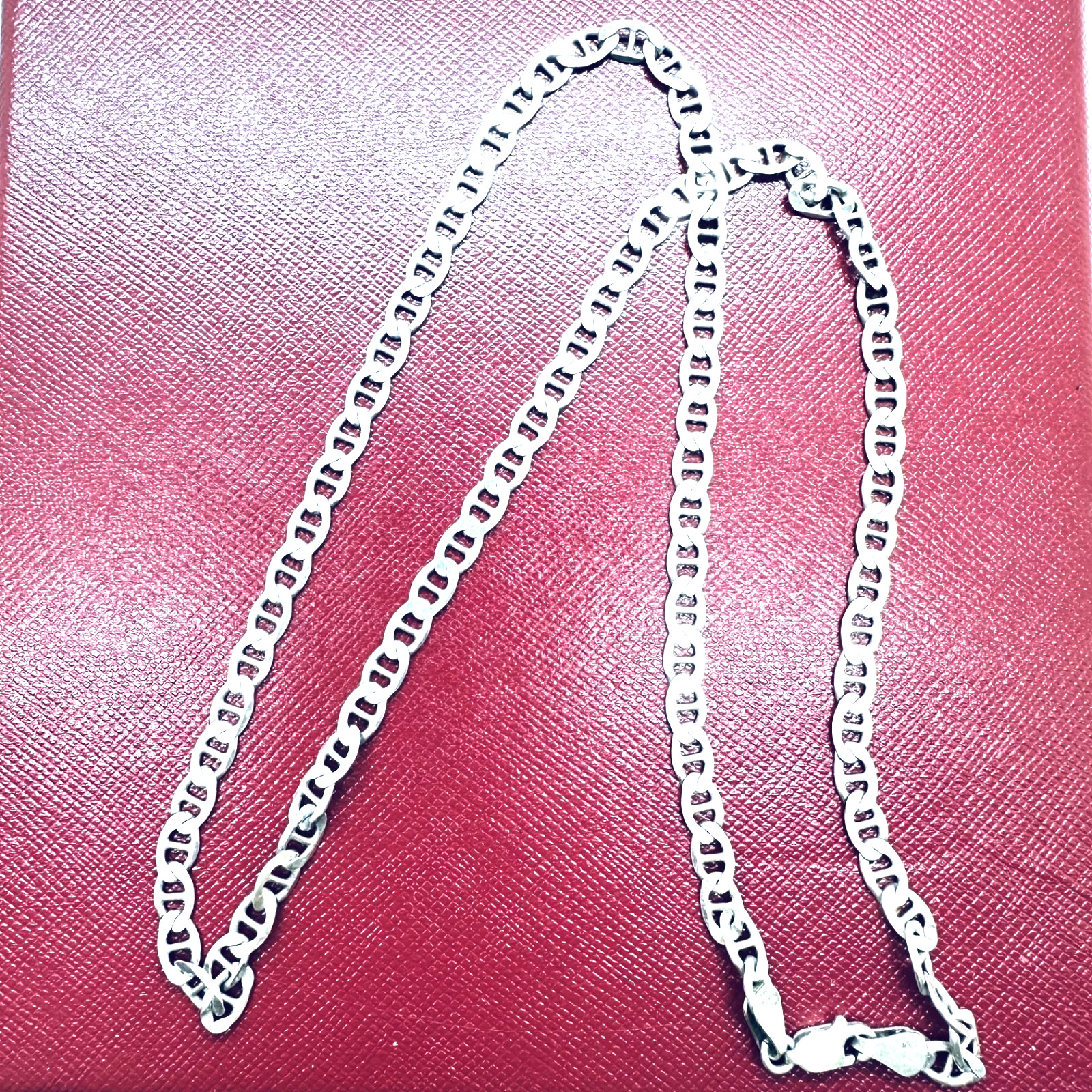 VINTAGE 925 STERLING SILVER MARINER LINK CHAIN NECKLACE 20 1/4″