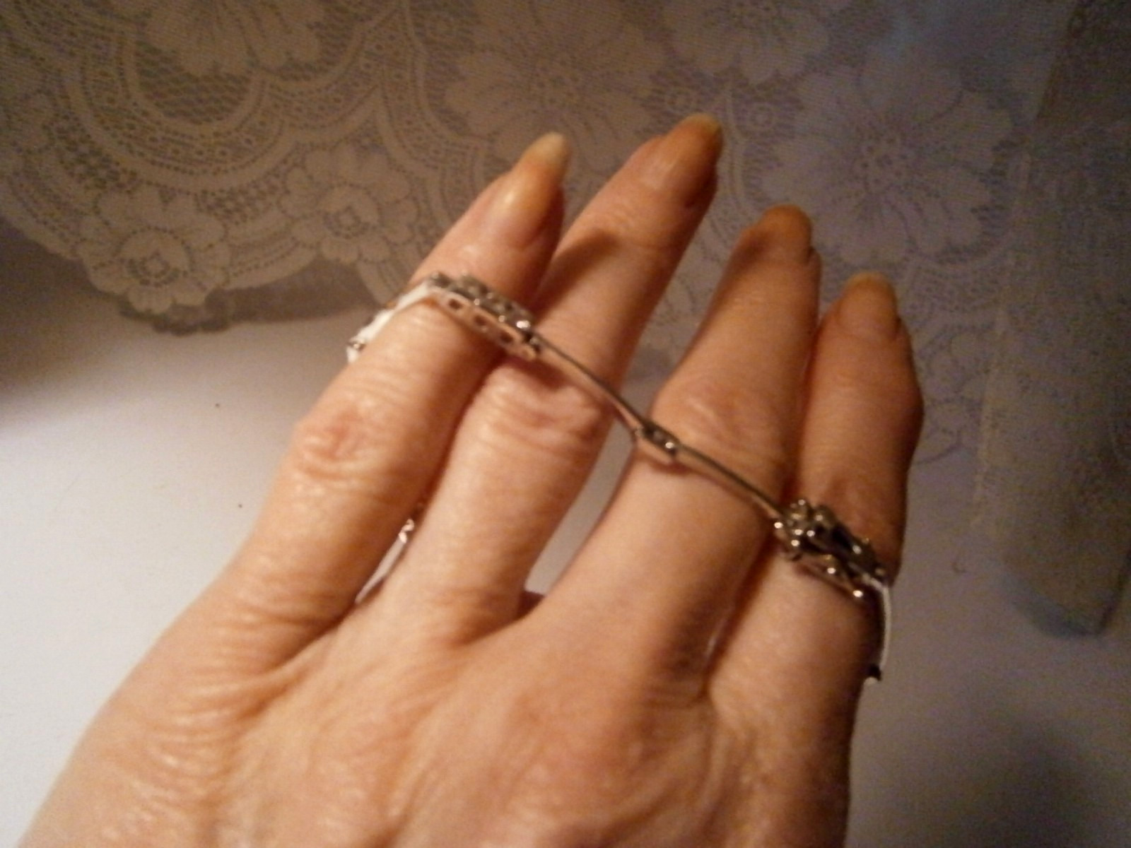 Vintage 925 Sterling Bar Link Crystal Stations Dainty Minimalist Bracelet 7.5″