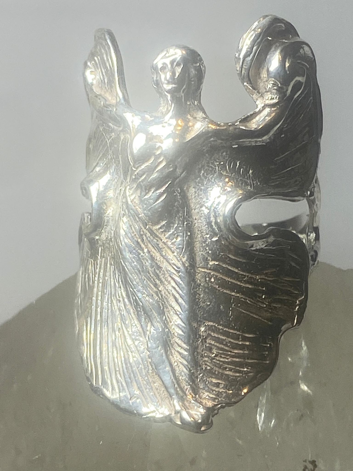 Wings Lady ring Art Deco influences band sterling silver women girls