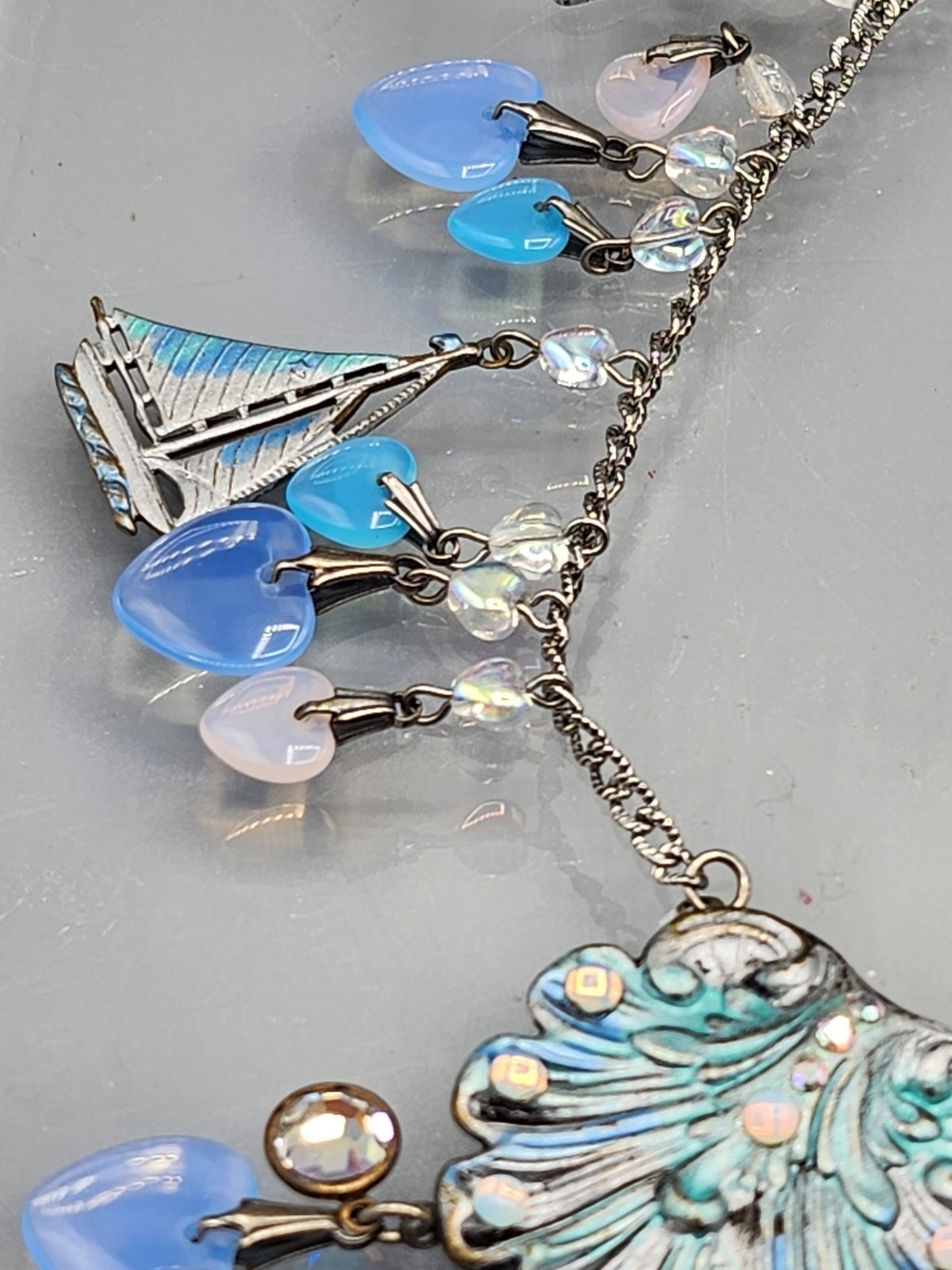 Vintage Rare Nautical Theme “Glass Works Studio” Necklace 32″L