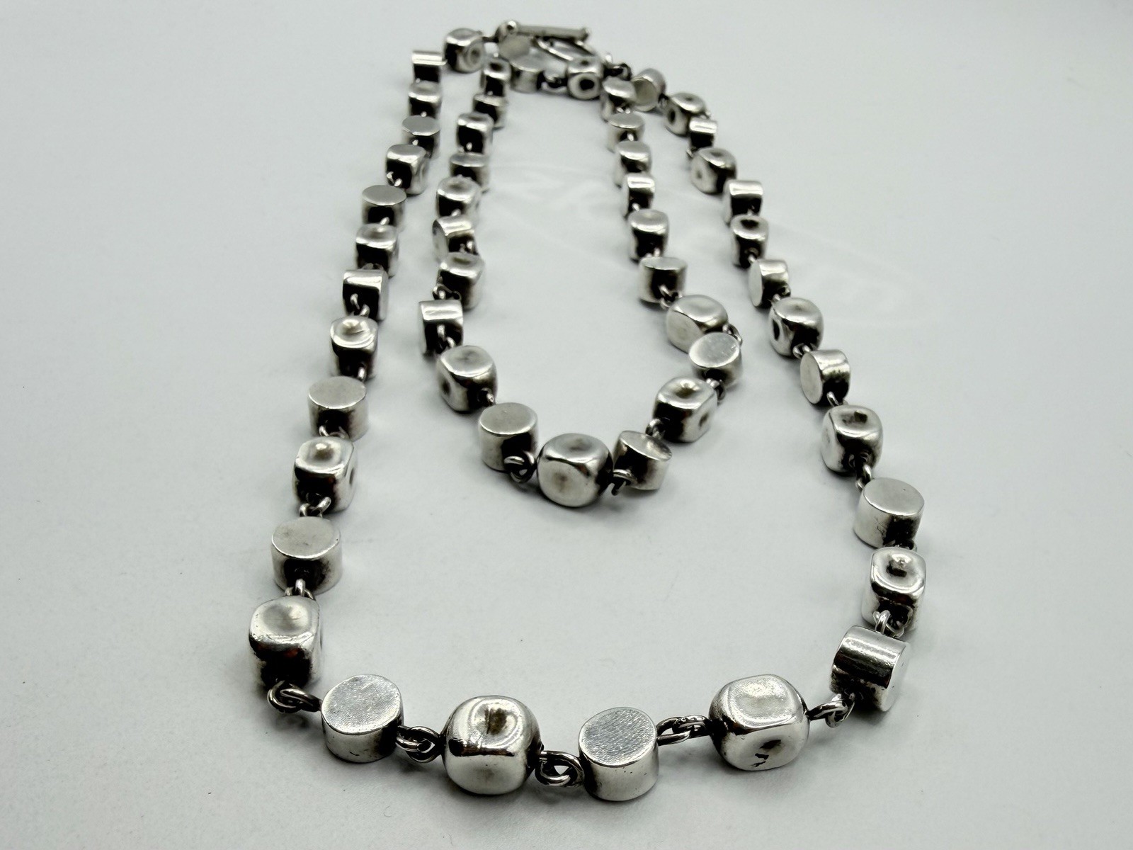 Vtg Brenda Schoenfeld 1995 Sterling Silver 925 MEX Designer Modernist Necklace