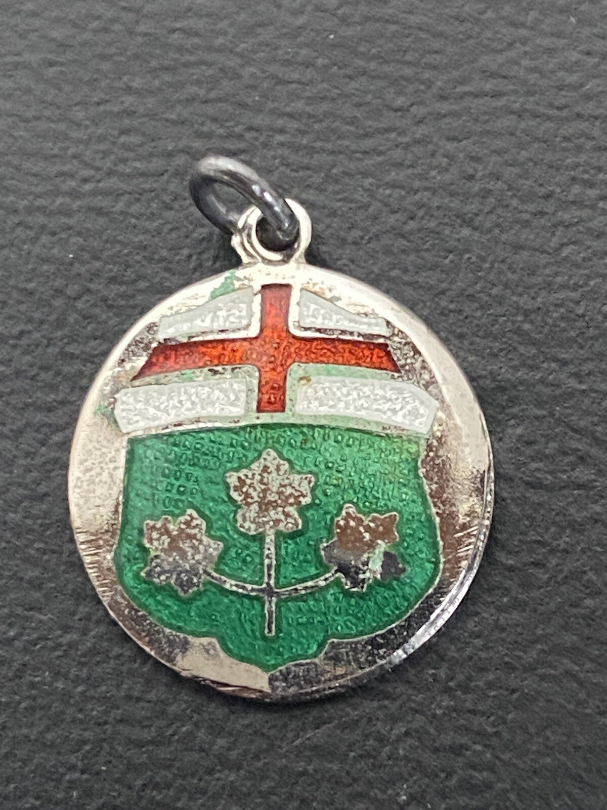 VTG Sterling Slver & Enamel Charm Ontario Canada Souvenir Enamel BM co