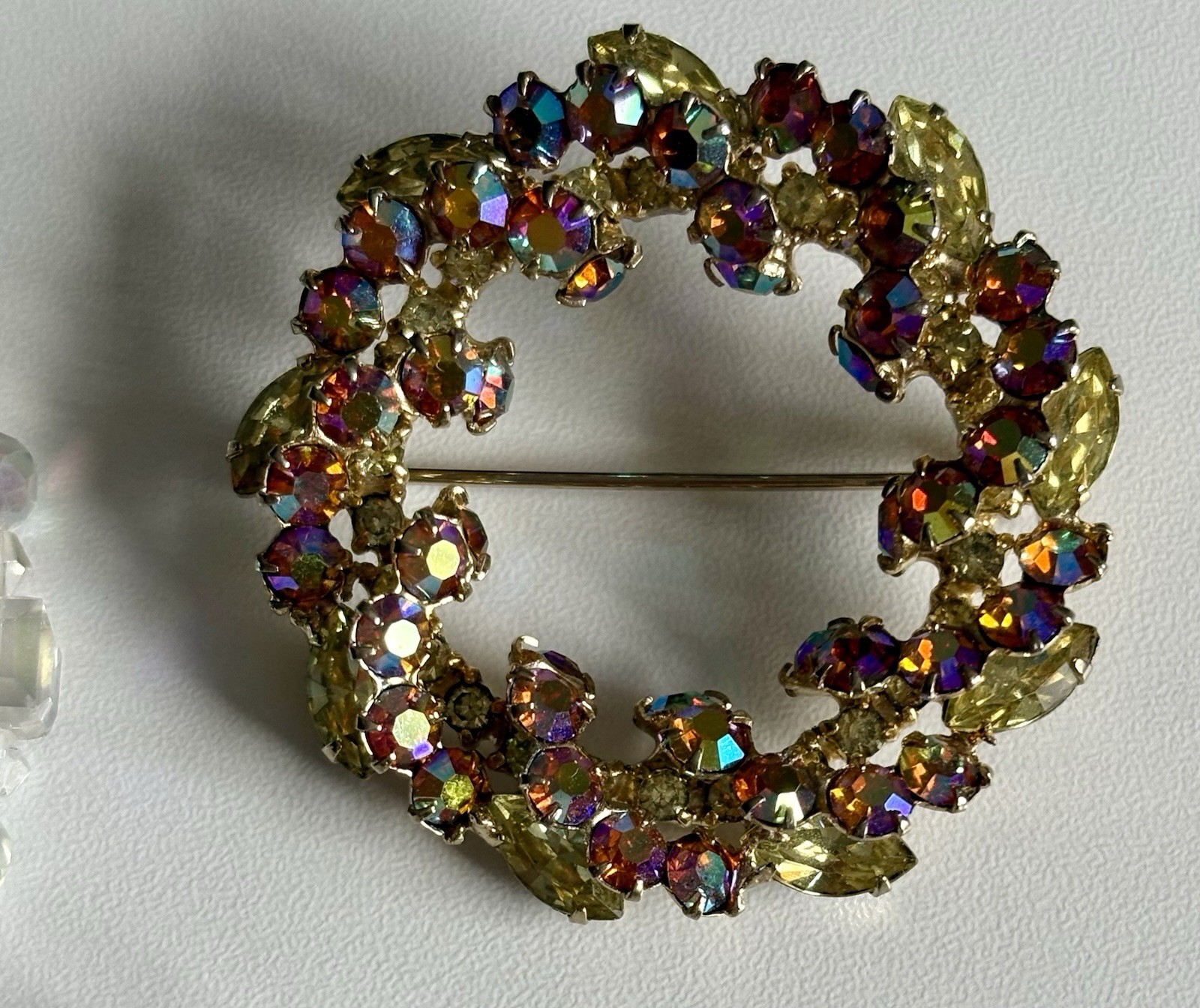 Vintage Crystal Aurora Borealis Necklace Bracelet Earrings Brooch Pin Ring Lot