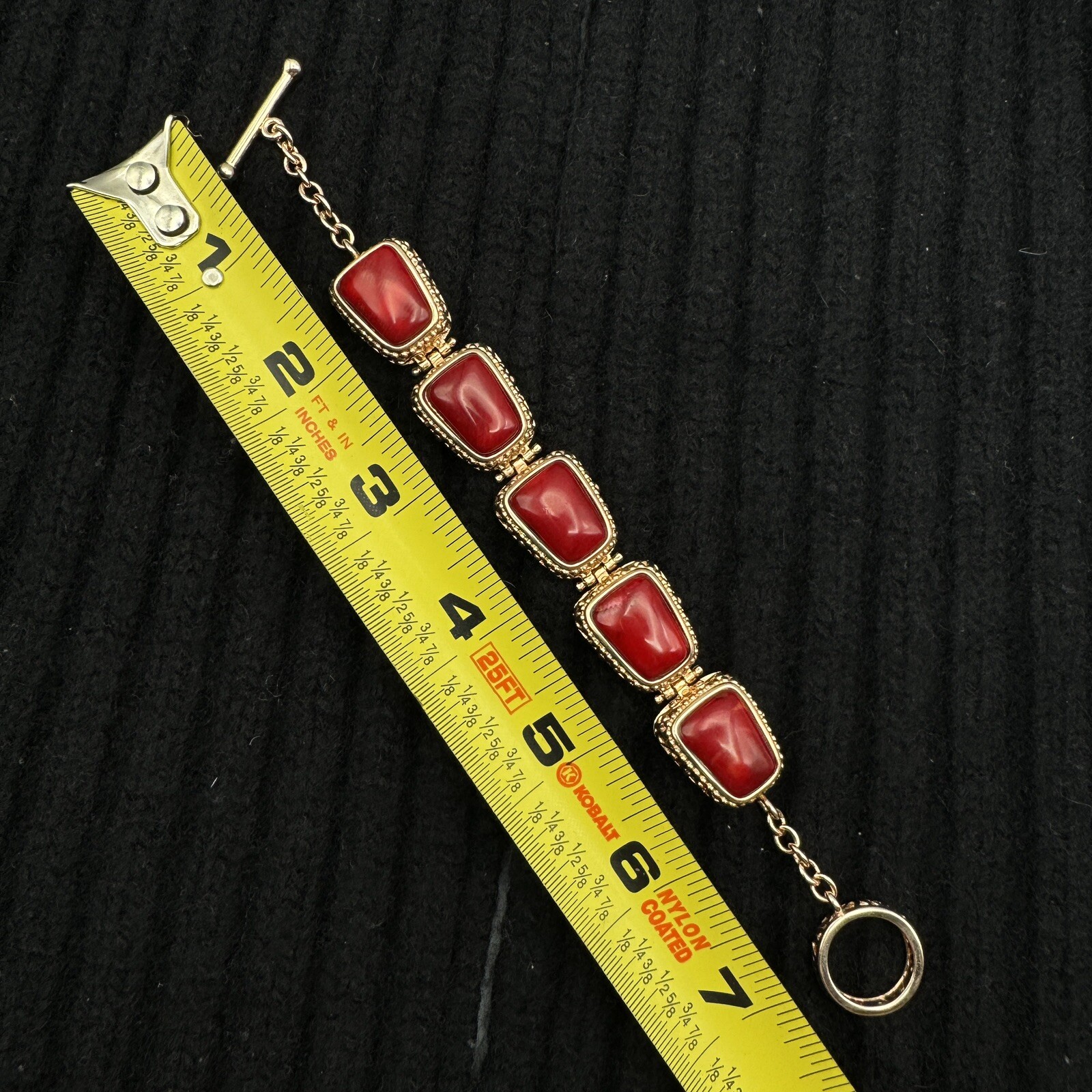 Vintage Sterling Natural Red Coral Bracelet Rose Gold Plated BBJ JZ China 925