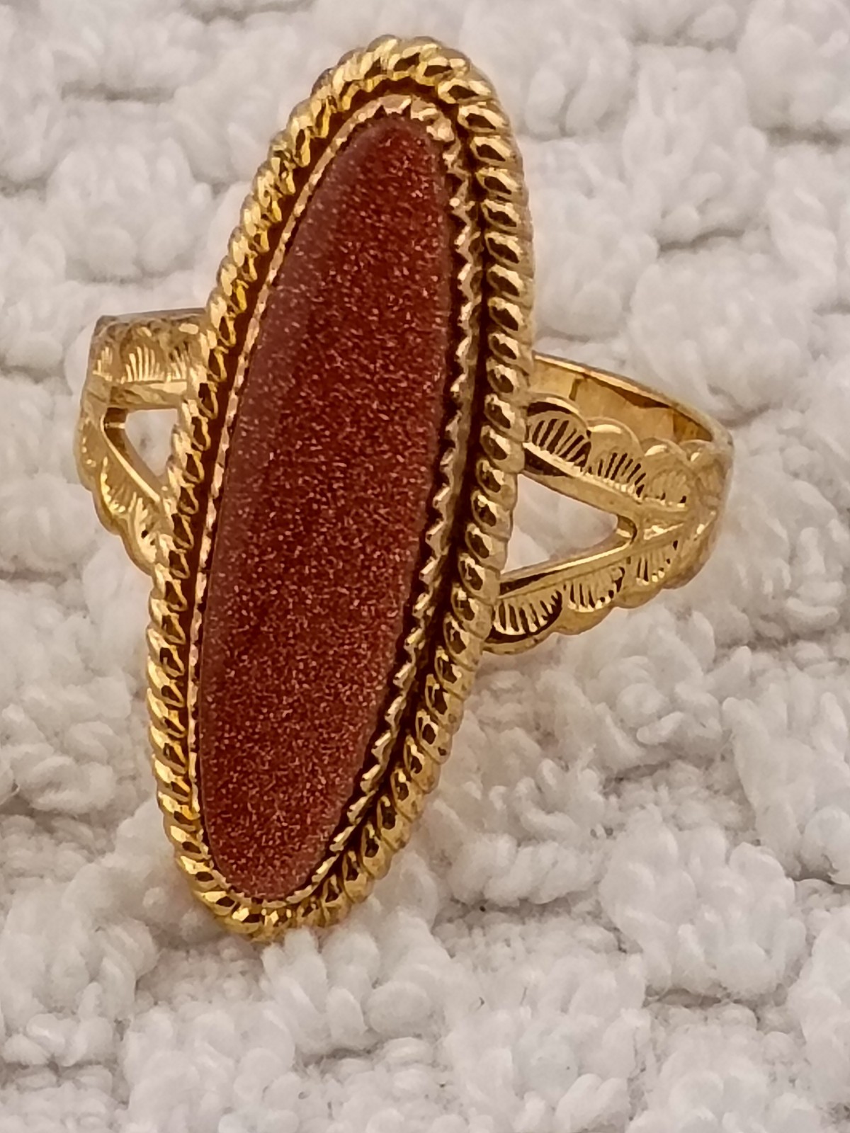Vintage Goldstone Ring and Goldstone Pendant and Chain