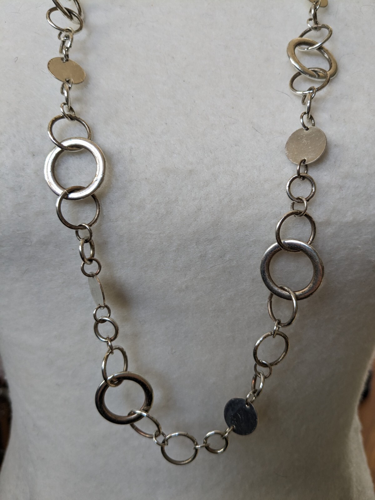 Vintage Marked NY Silver Tone Chain 36″ Necklace