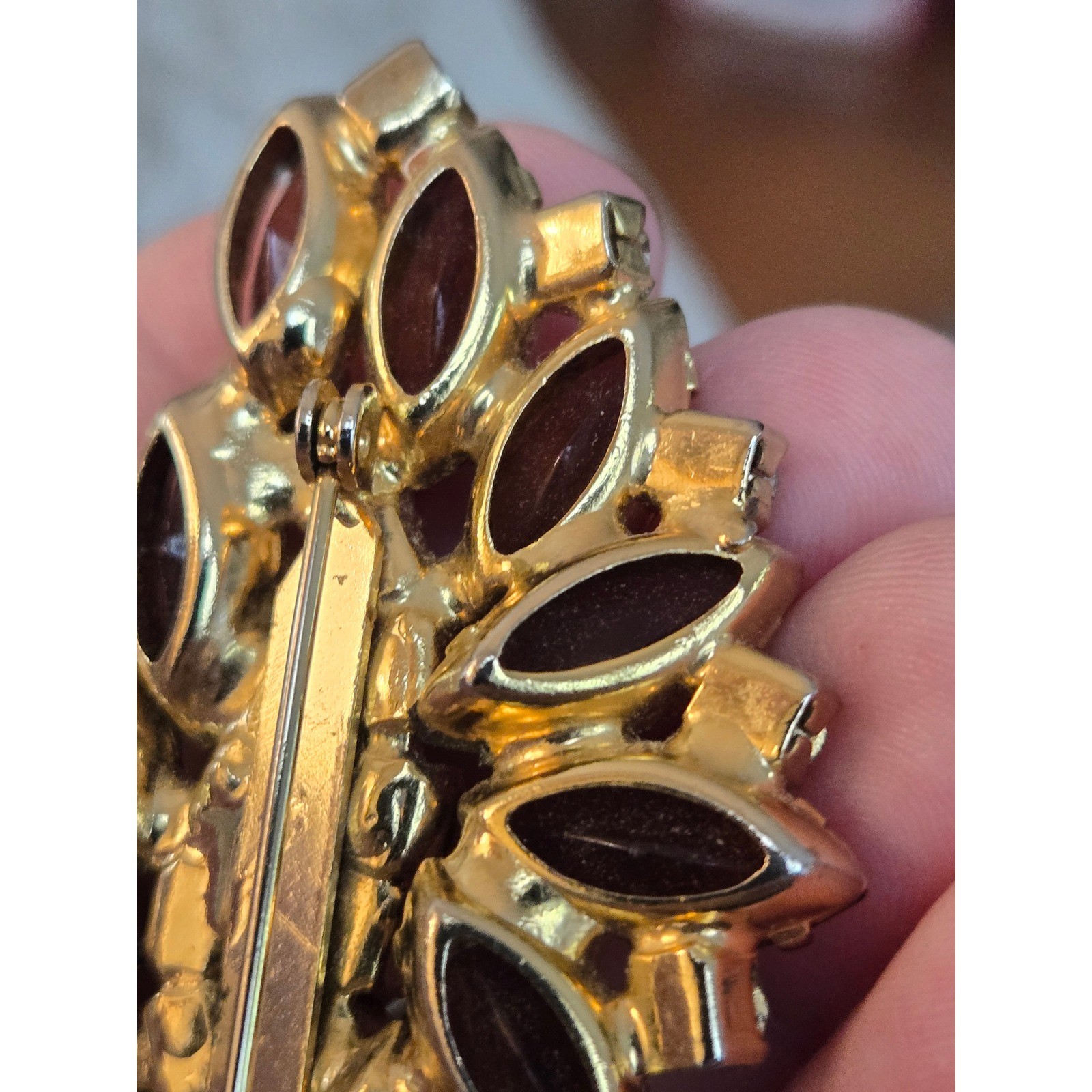 Juliana Style Fall Colors Brooch Navettes Amber Rhinestones 50s-60s