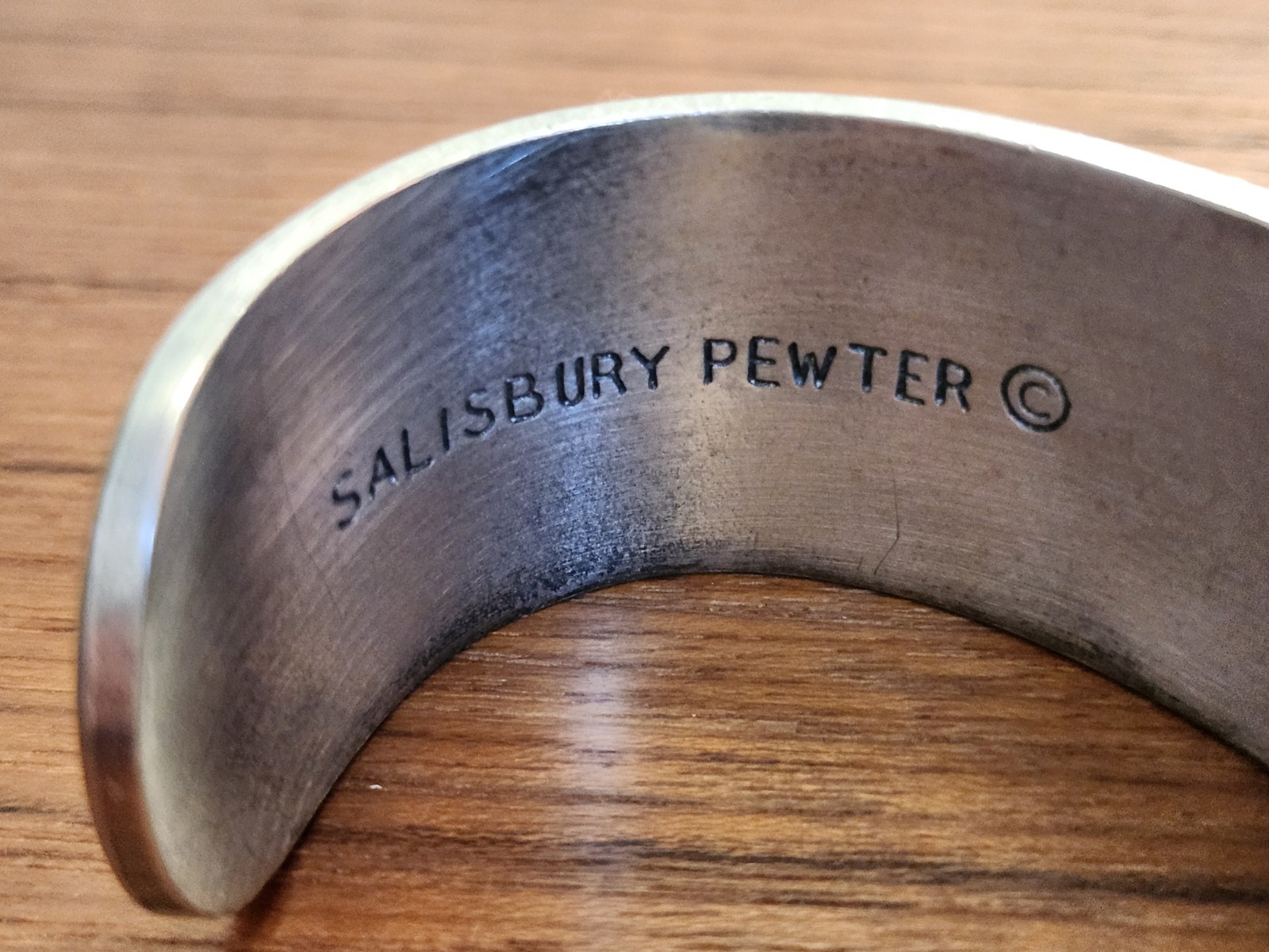 1970’s Salisbury Nouveau January Flower of the Month Pewter Cuff Bracelet