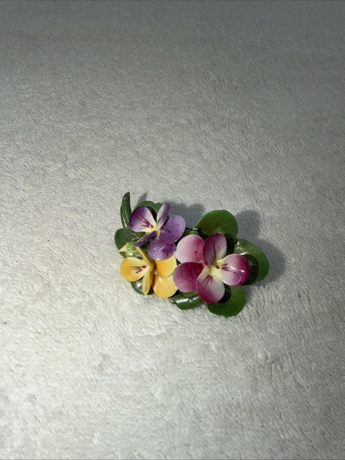 VTG Cara China Violets Porcelain Bouquet Brooch Bow Pin Staffordshire