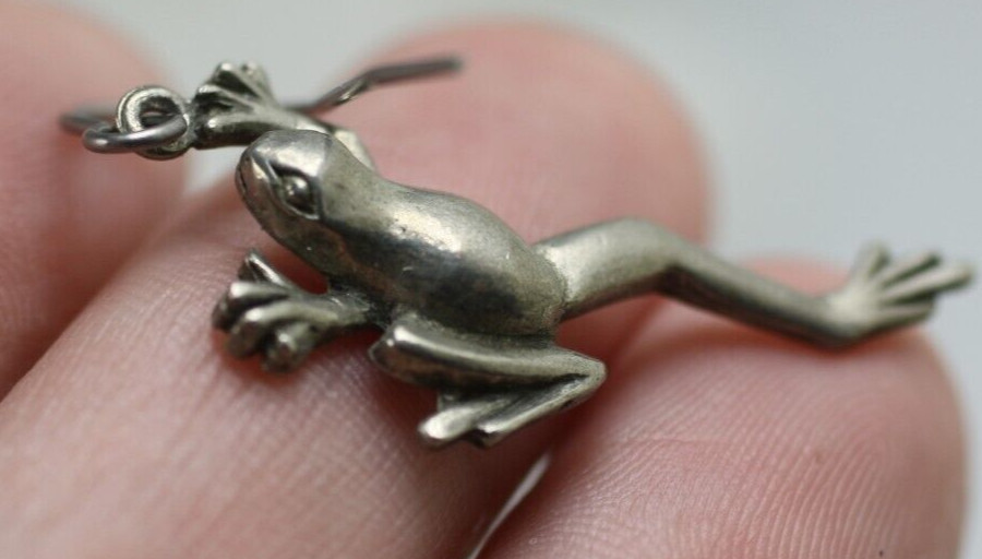 Jim Clift Pewter french Hook jumping tree frog drop dangle Pierced Earrings
