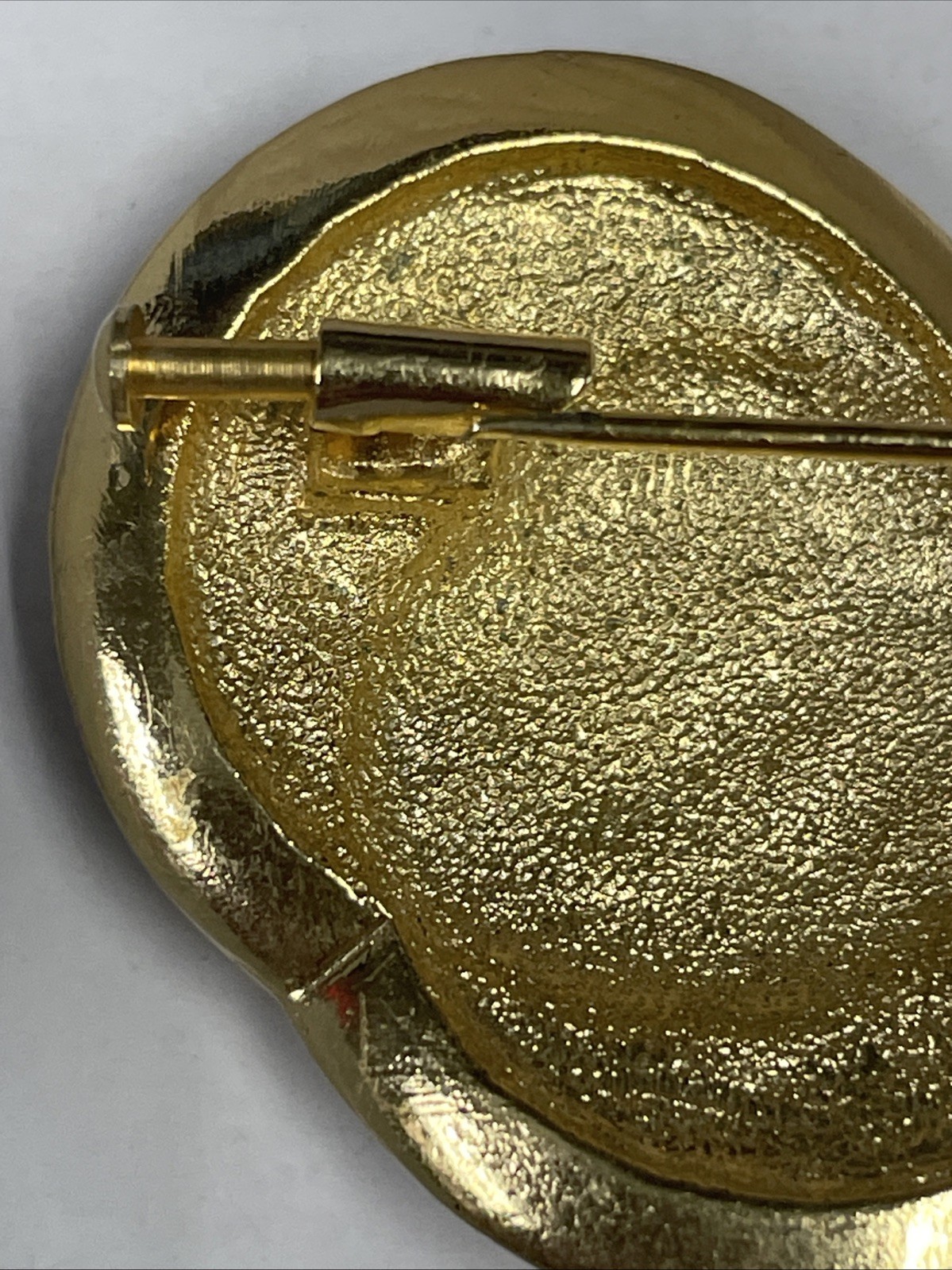 Vintage Orena Paris Matte Yellow Gold Brooch Black Modernist