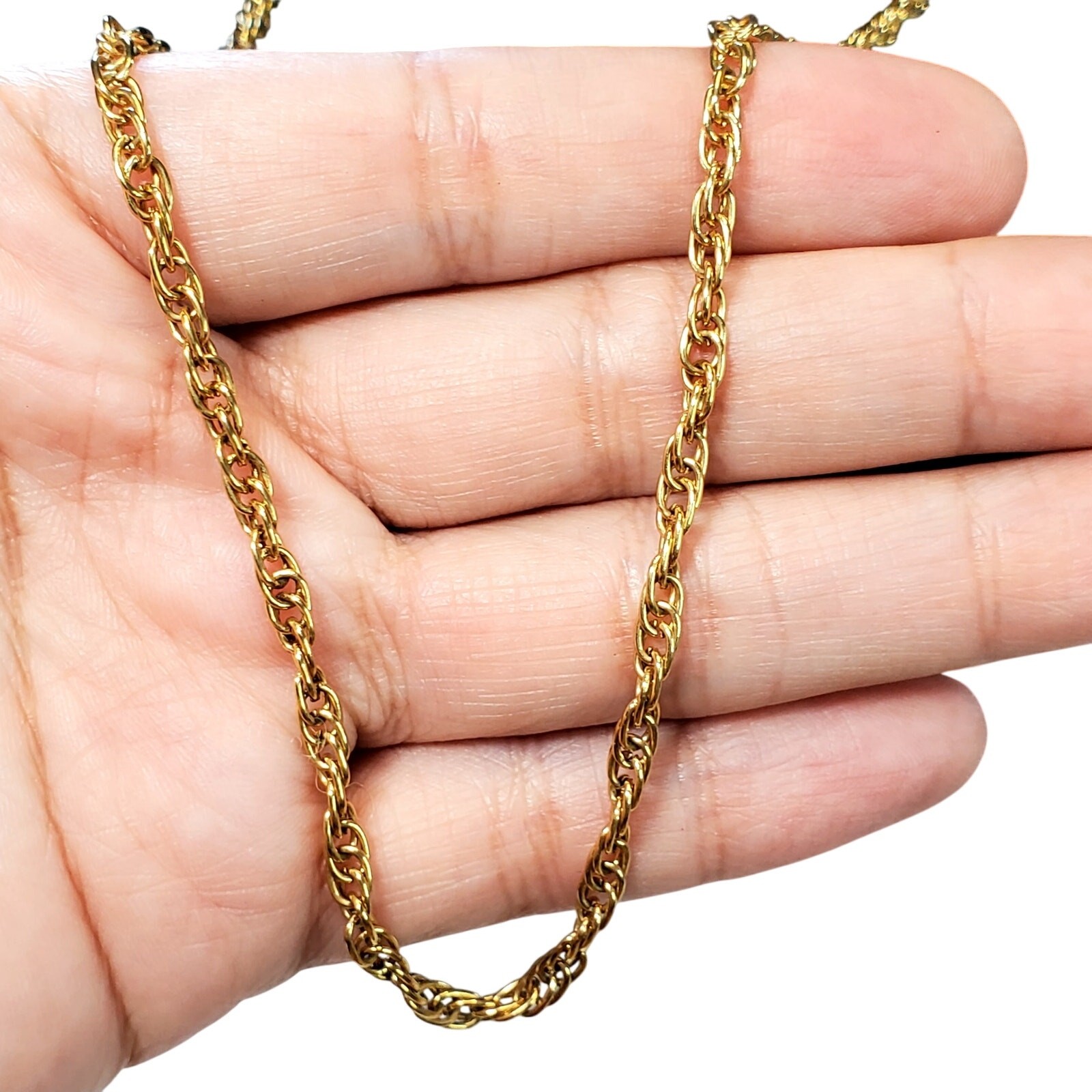 Gold Tone Chain Necklace Spring Ring Closure 22″ Vtg