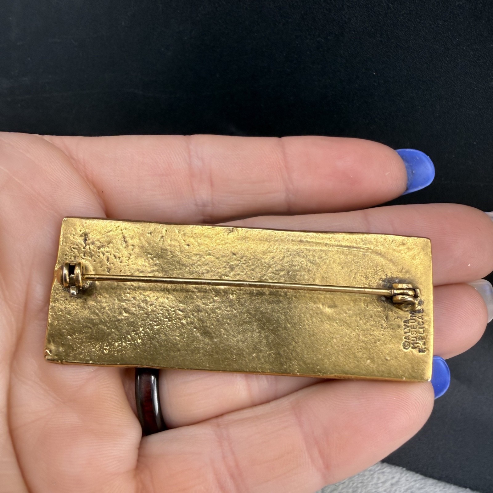 Vintage Alva Brooch Gold Tone Museum Replica Rectangle