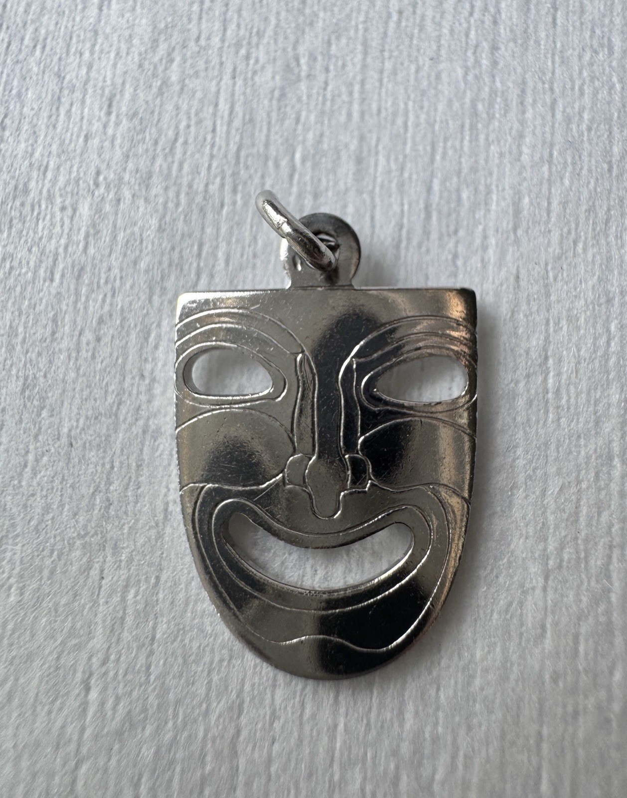 925 Sterling Silver Vintage Sock Buskin Tragedy Comedy Mask Charm Pendant