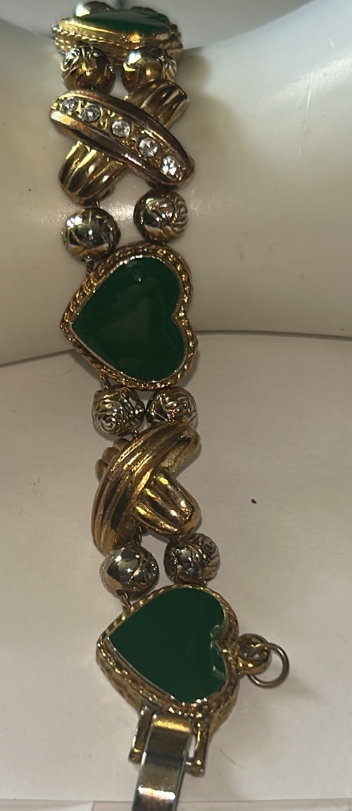 Vintage Slide Heart Charm Bracelet