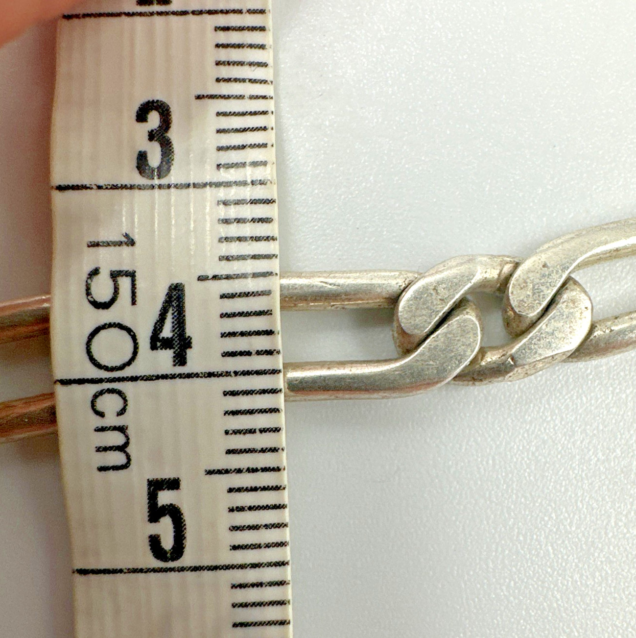 Vtg Custom Textured Reversible 25.5” 67.9g Sterling Figaro 1:1 Chain Necklace
