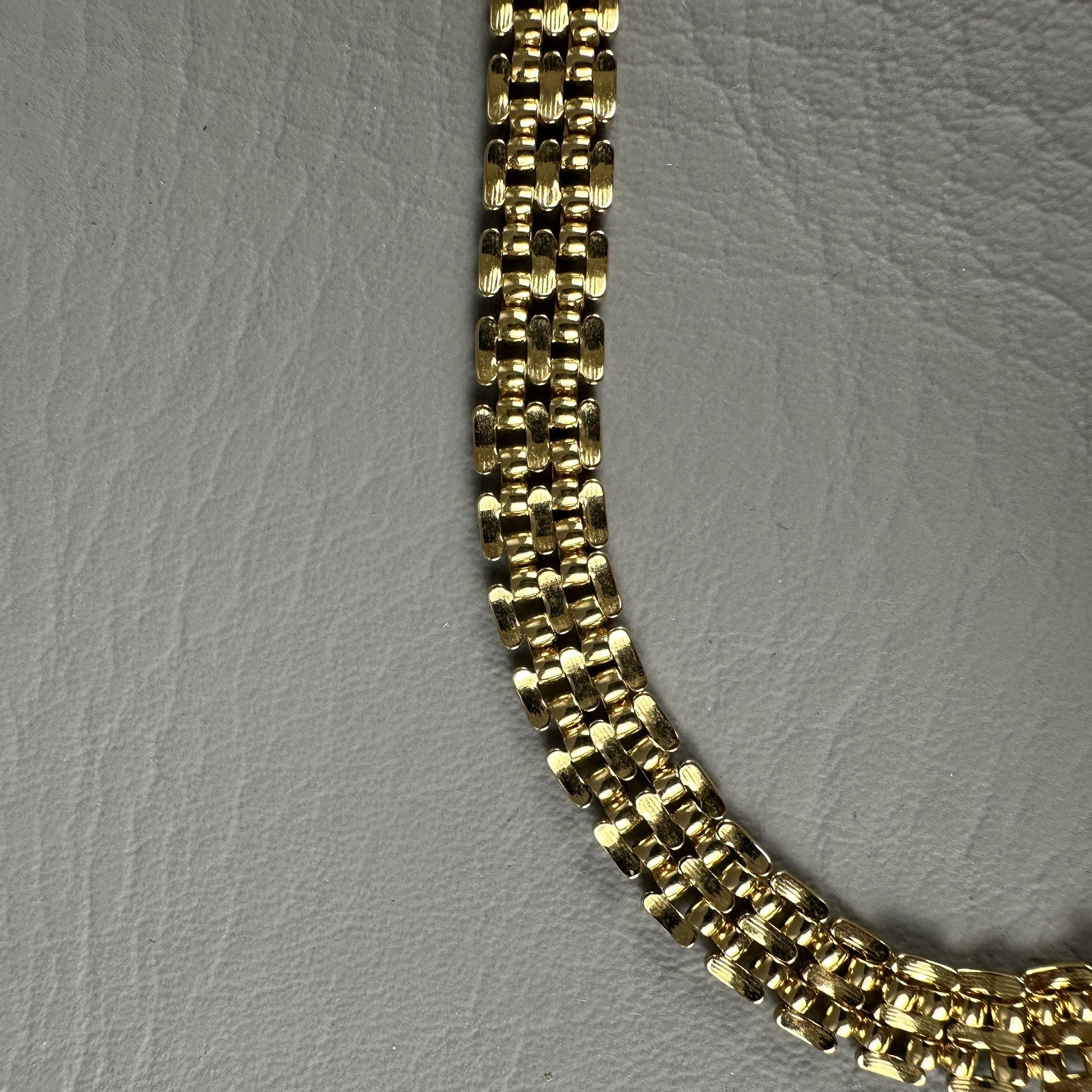Vintage Mesh Chain Necklace Collar Gold Tone Woven Choker 17″