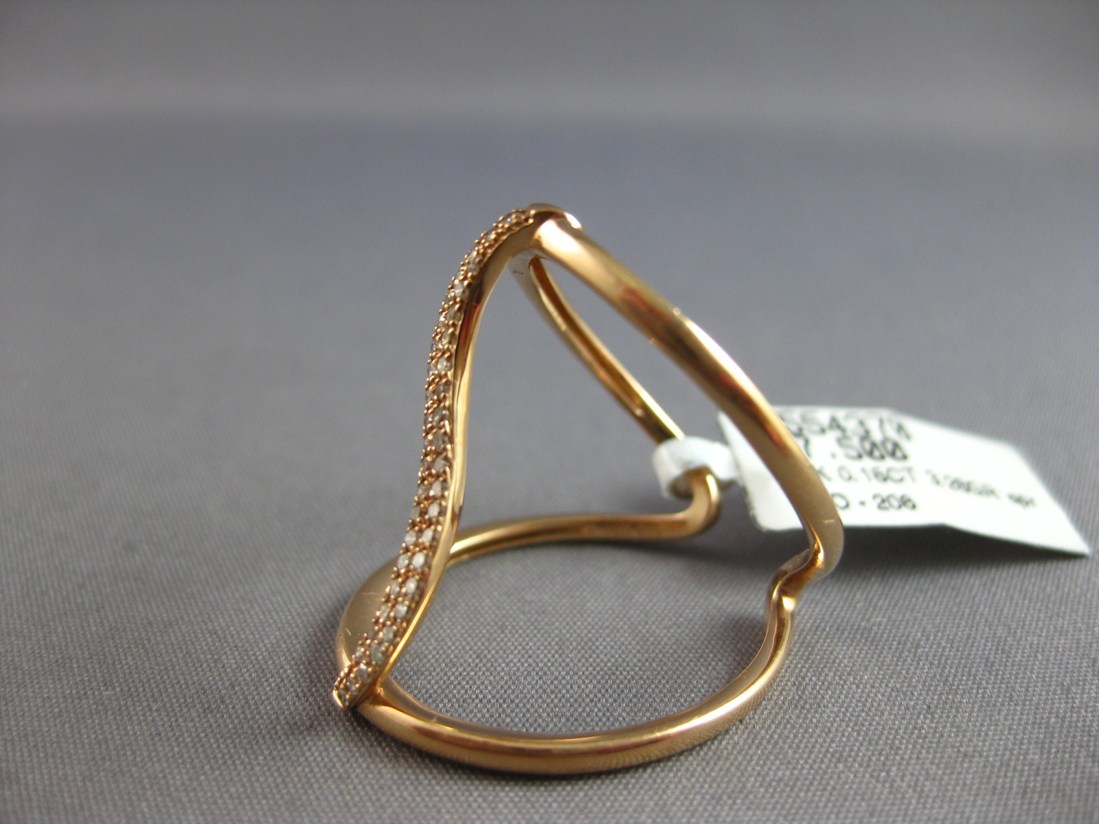 ESTATE LARGE .16CT DIAMOND 14KT ROSE GOLD 3D CLASSIC WAVE TENSION FUN RING