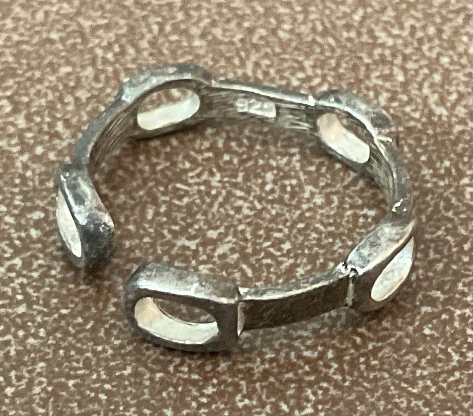 Vtg 925 Sterling Silver Ring Open Chain Link Industrial Modernist Sz 3.5 – 4.25