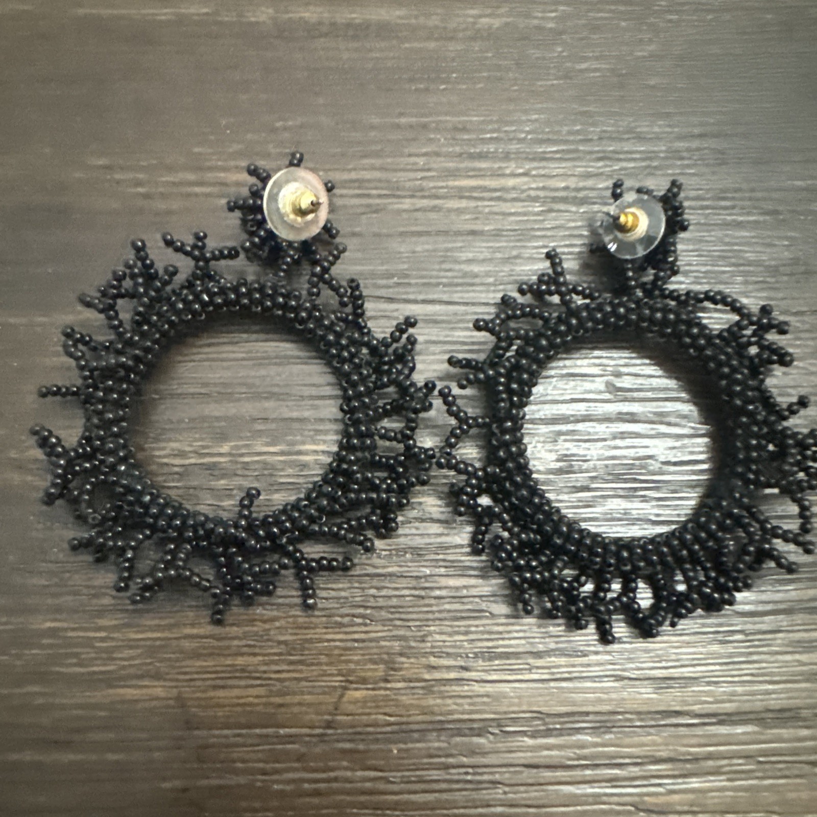 black beaded sequins drop/Dangle – Hoop