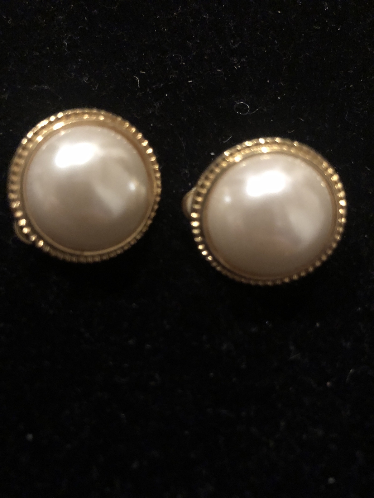 3 PR. LOT VINTAGE EARRINGS GOLD TONE FAUX PEARL ALL CLIPS All “Minty” Condition
