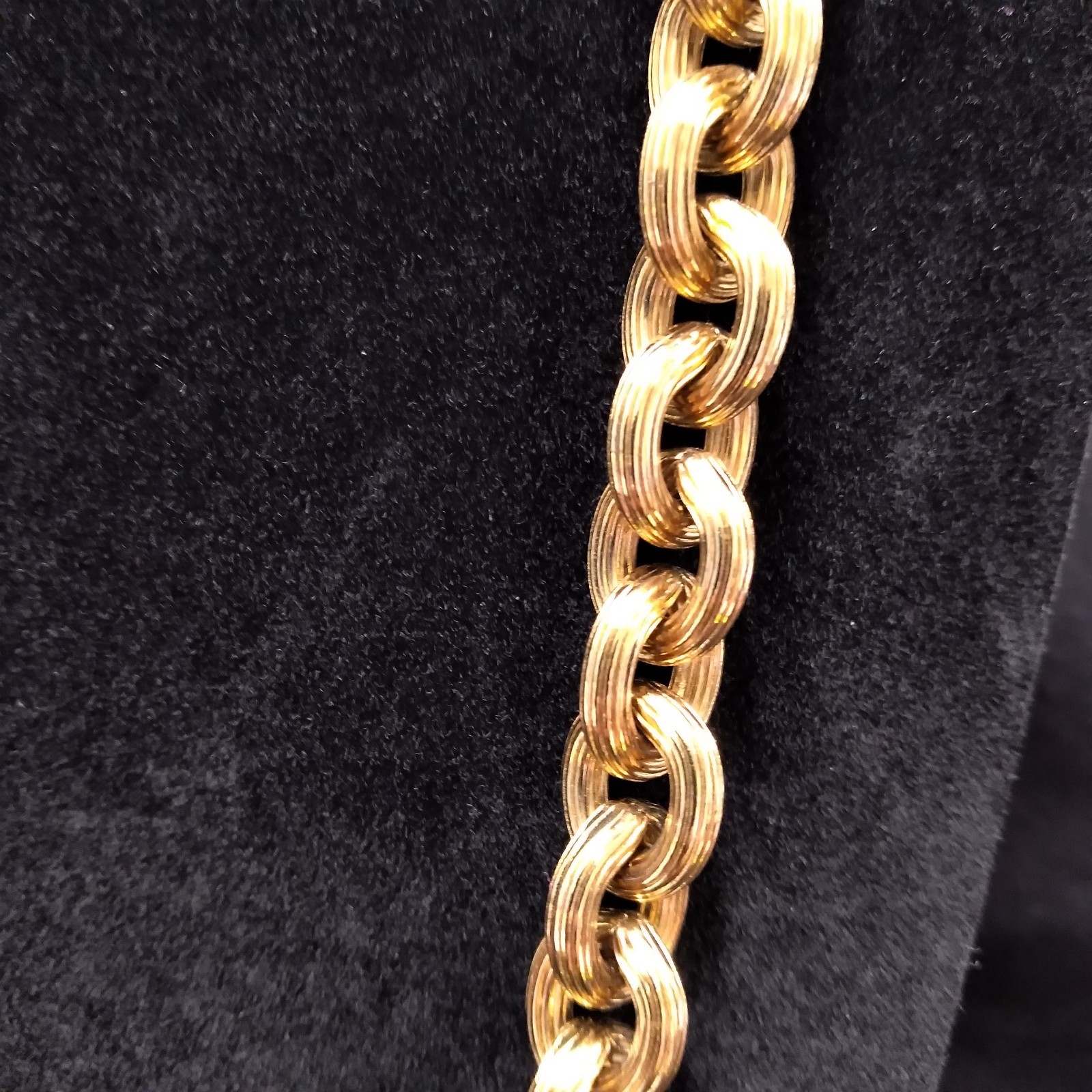 Monet Gold Tone Chunky Necklace with Clear and Black Crystal Charms