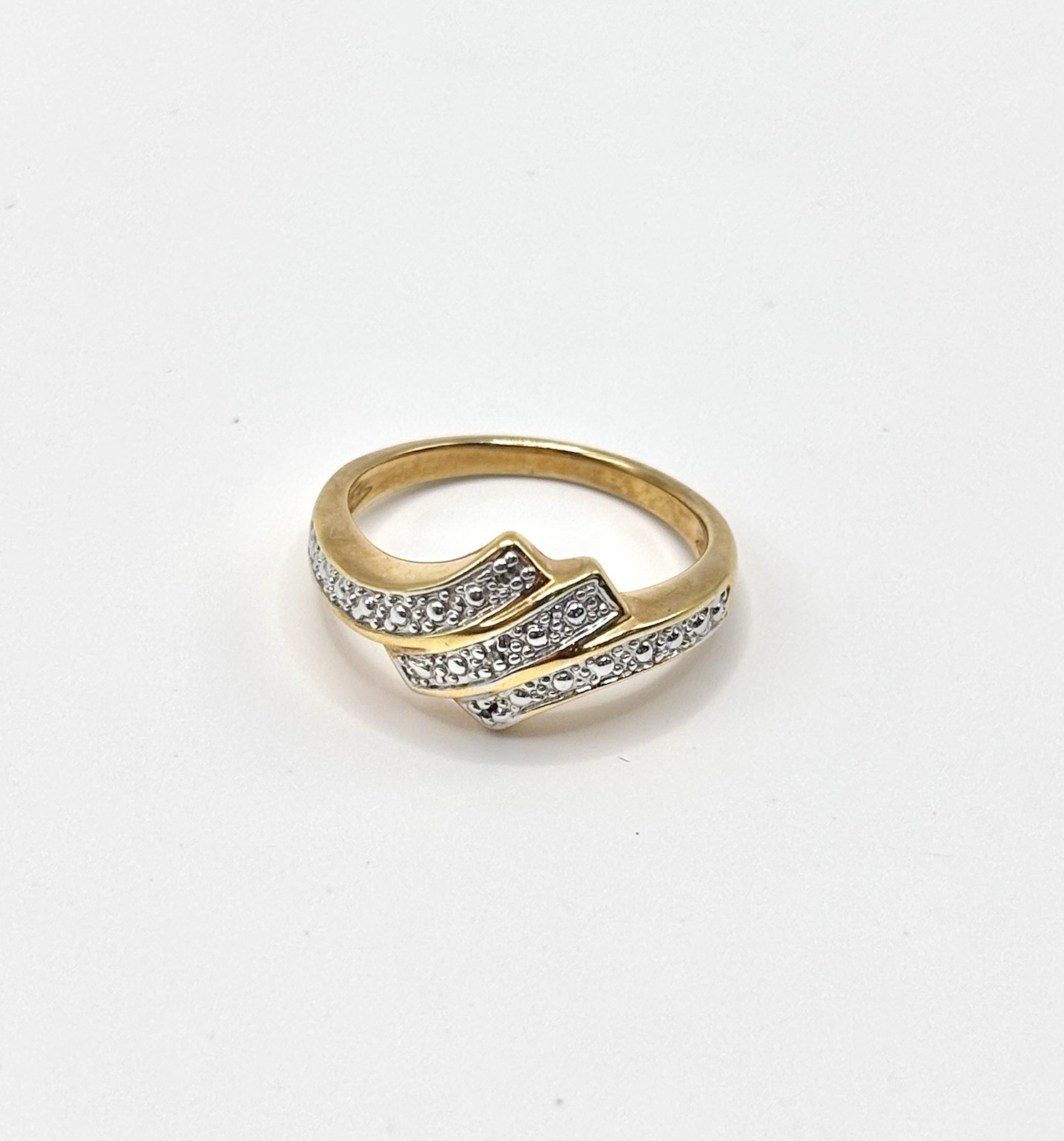 Vintage Gold Plated And Diamond Triple Band Wave Ring Size 7.75