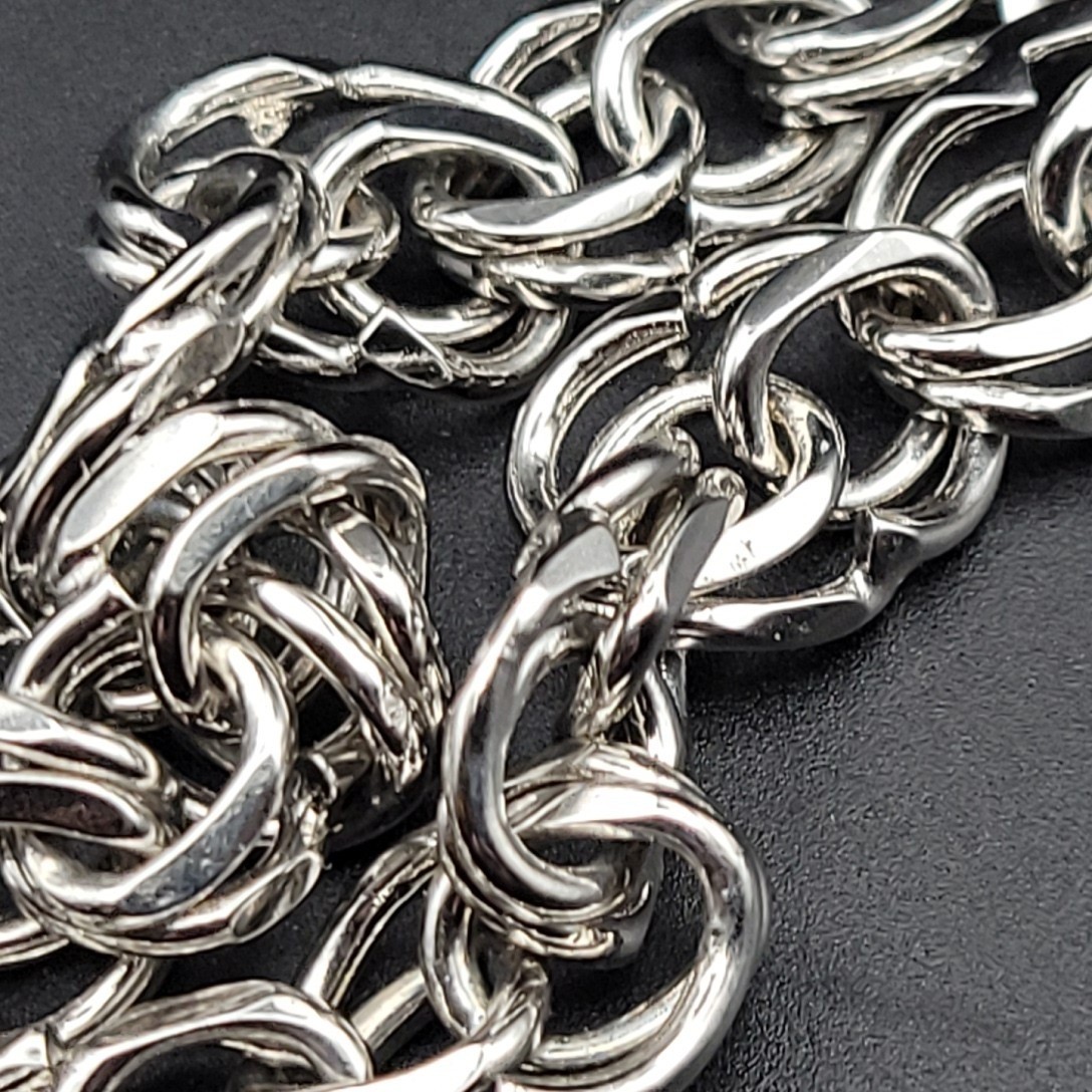 Vintage Chunky Silver Tone Double Link Chain Choker Necklace 18 Inch Grunge