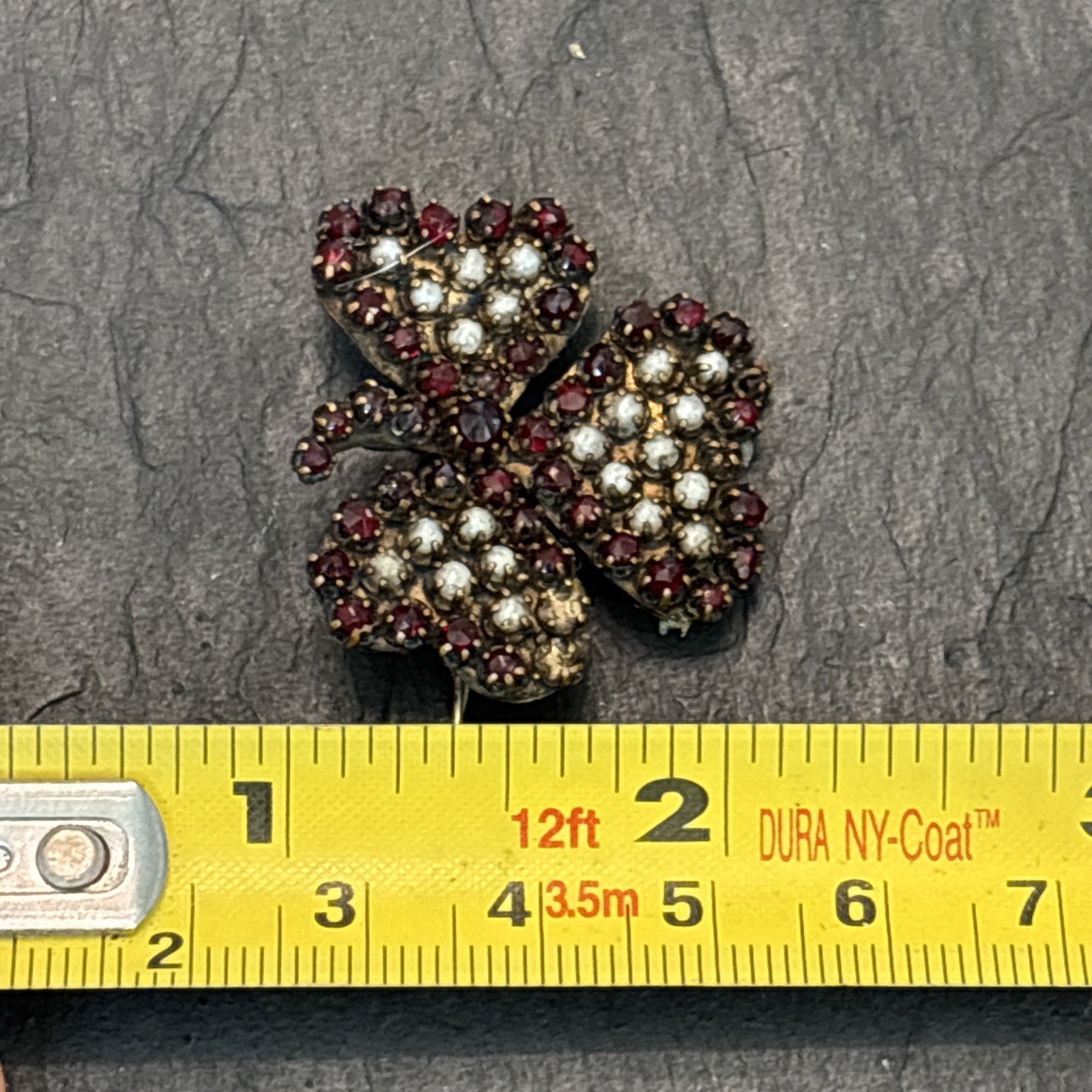 Mine Cut Bohemian Garnet Pendant Brooch Shamrock For Repair Mz