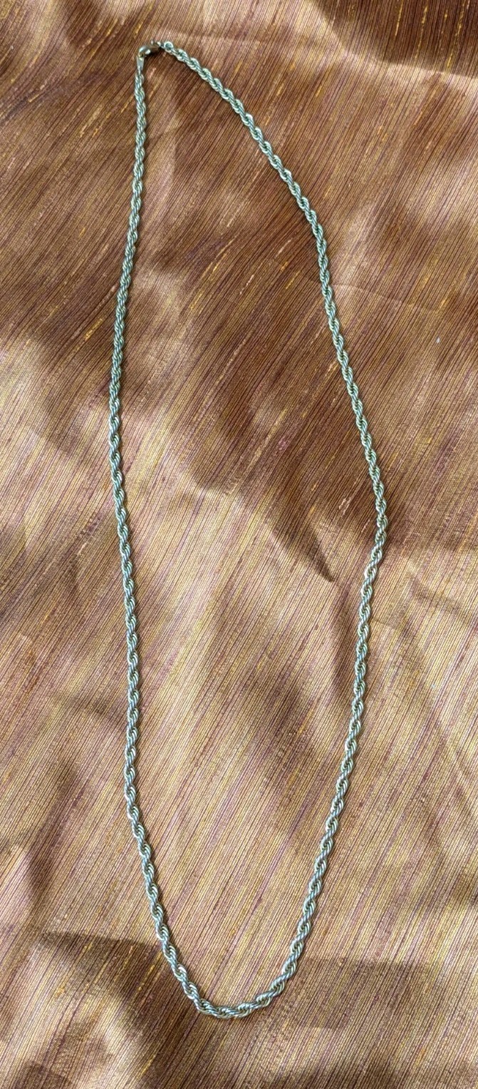 Vintage 80s Gold Plated Twist Chain Necklace 14 Inches With Lobster Claw Clasp