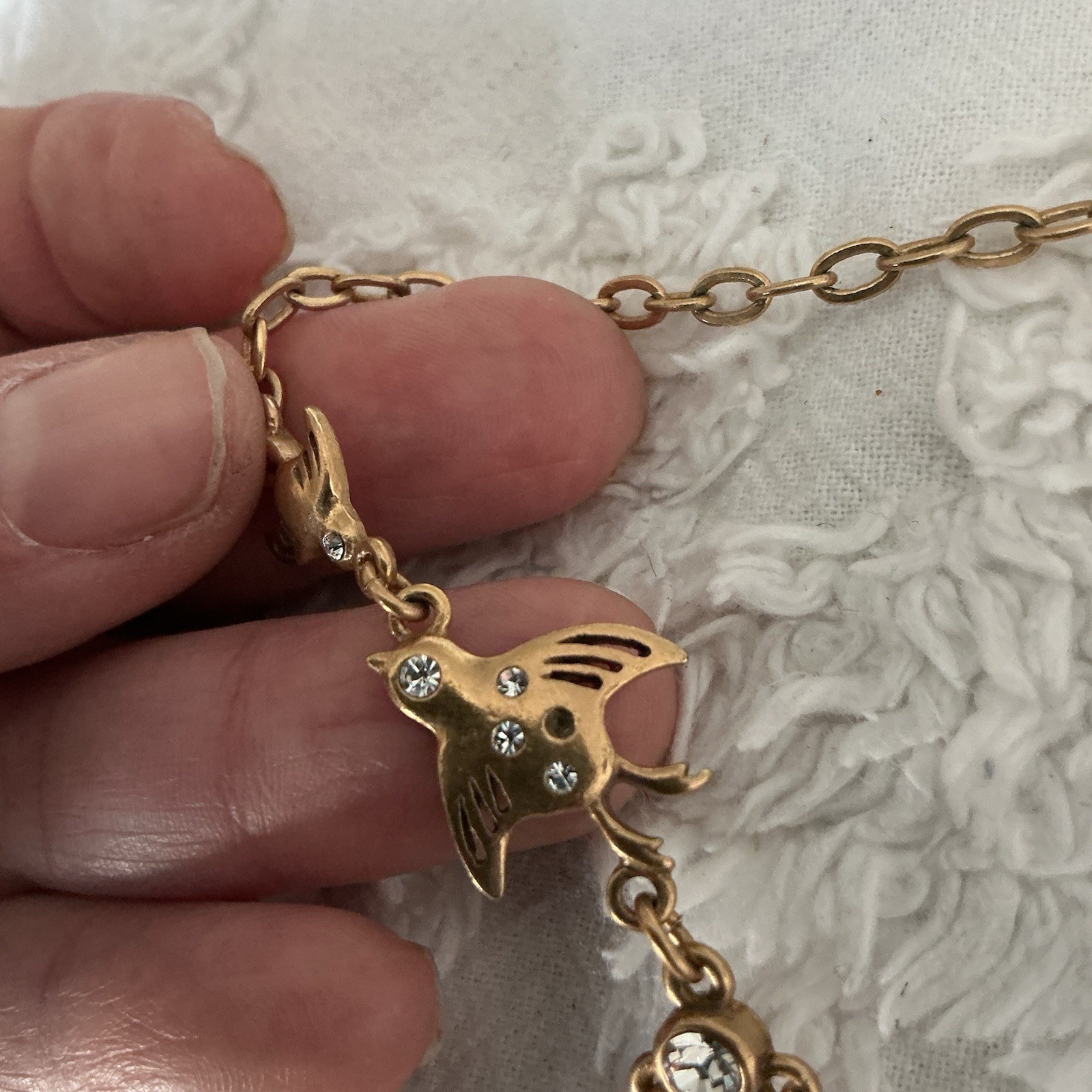 A&C Bird Escape In Flight French Necklace, Gold- Rare