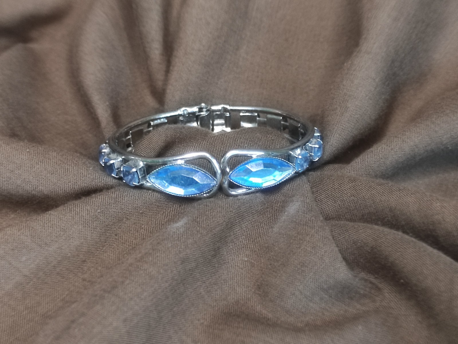 Vintage Bracelet with Blue Faceted Glass Stones Elegant Costume Jewelry USSR