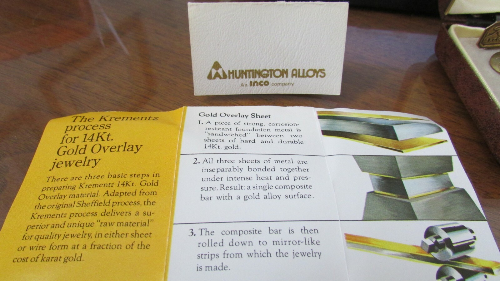 Vintage Krementz Stick Pin, Huntington Alloys Logo, 14Kt Gold Overlay