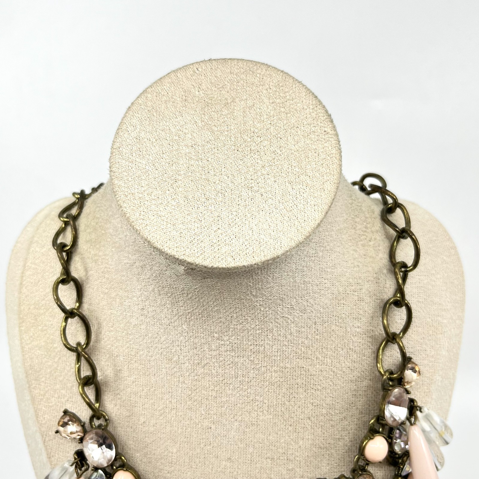 VTG Sugarfix by BaubleBar Pink Teardrop Statement Bib Necklace Curb Link Lobster