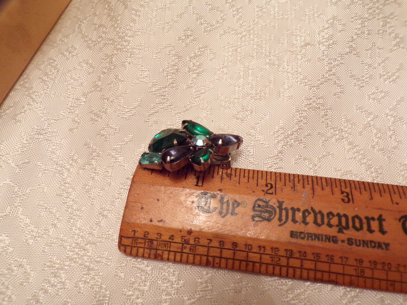 VTG Rhinestone Clip on Earrings Purple Green and Blue