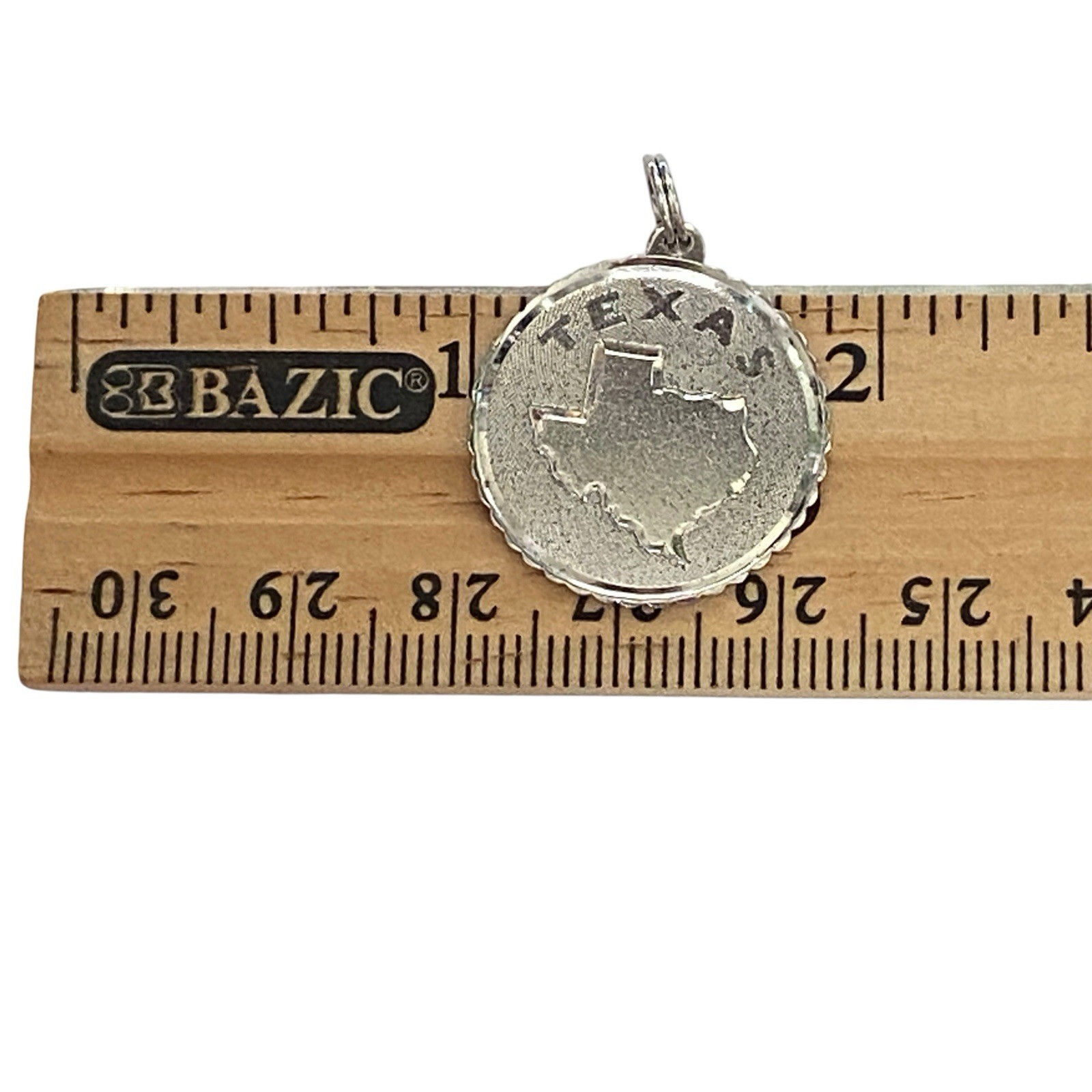 Vintage Round State Of Texas Engraved Charm About 1” Diameter