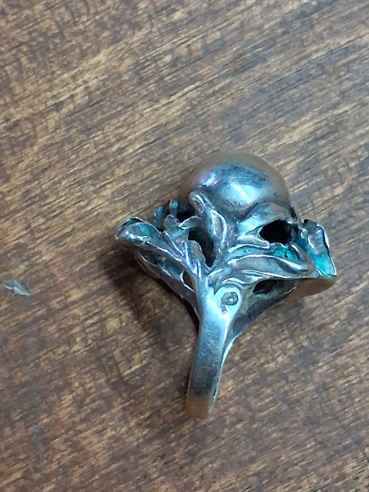 Vtg Sterling Silver Jens Petersen Art Nouveau Poppy Flower Perfume Orb Ring 2.75