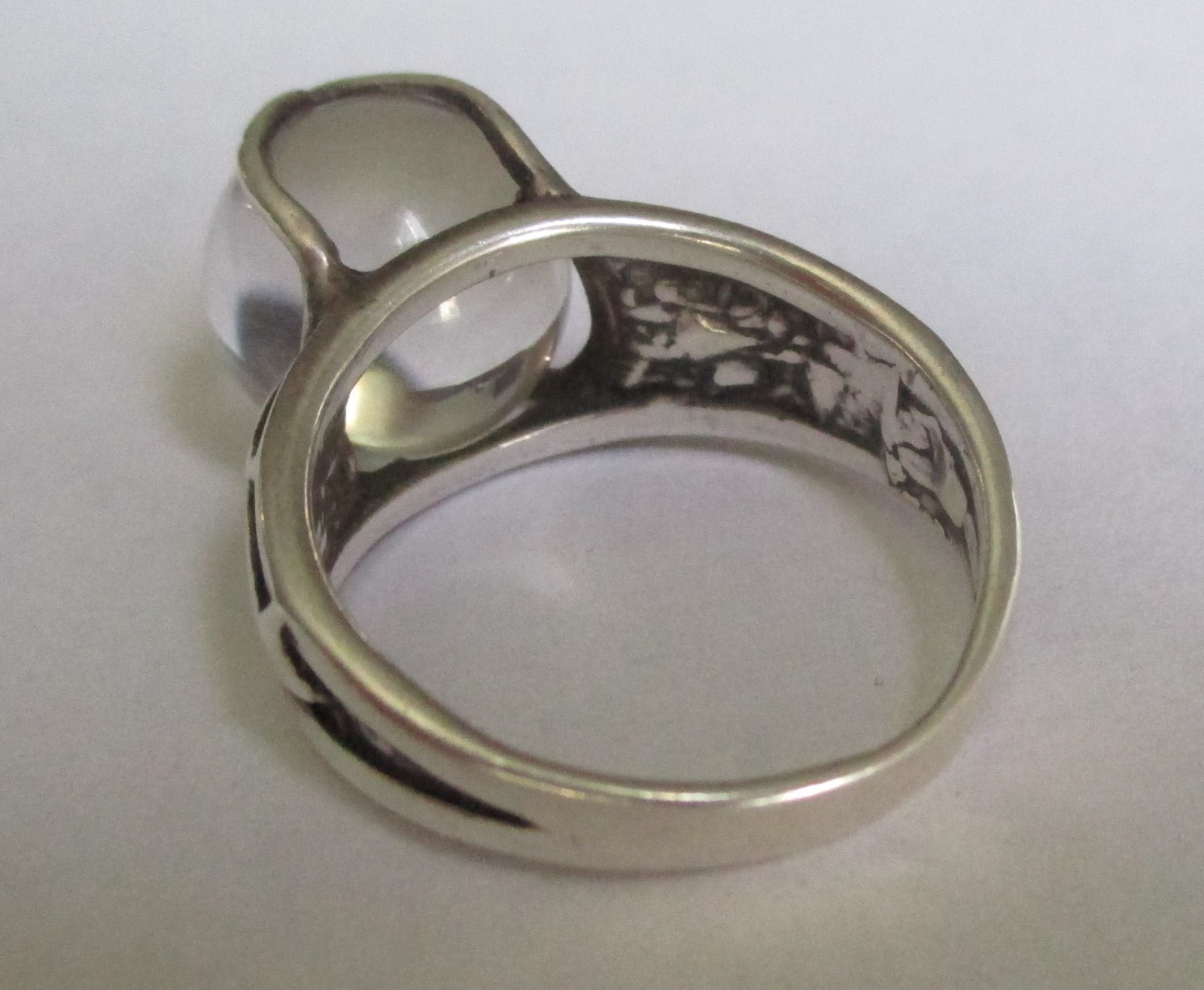 Sz 6.75 VINTAGE STERLING SILVER ROCK CRYSTAL POOLS OF LIGHT STAR RING
