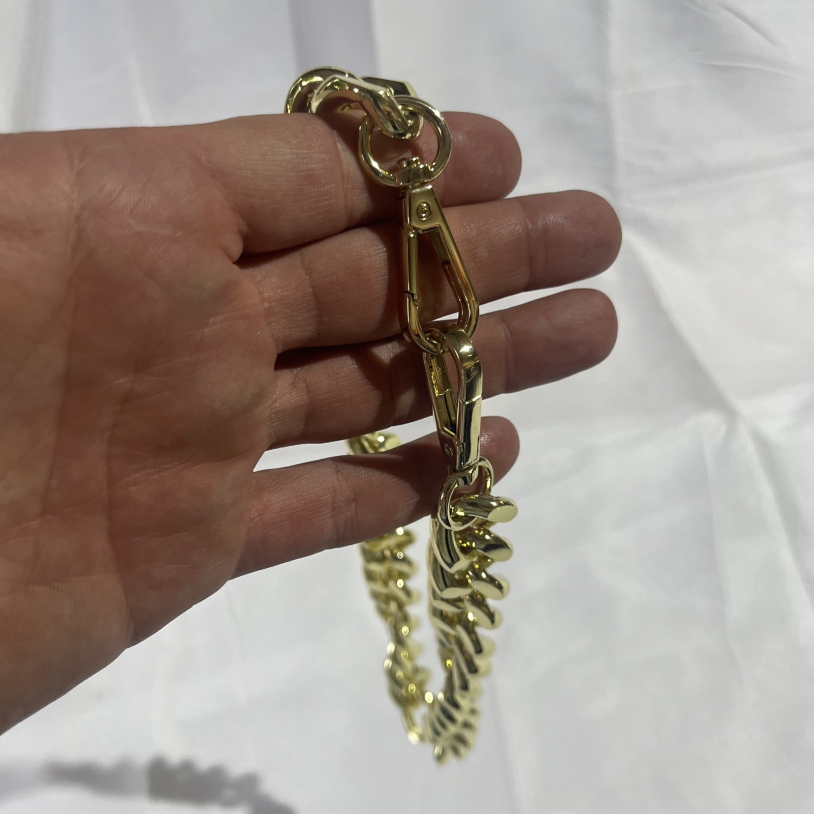 Yellow Gold Plate 20mmmm Wide Thick Curb Adjustable Link Chain Necklace