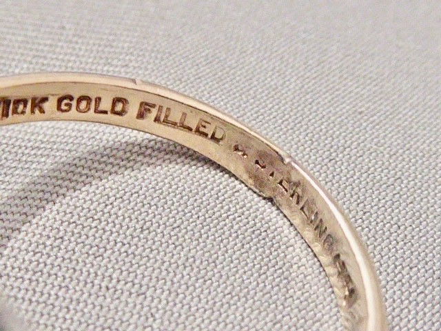 ANTIQUE EDWARDIAN 10K YG ON STERLING SILVER SIZE 6.75 CLEAR STONE RING DECO RING