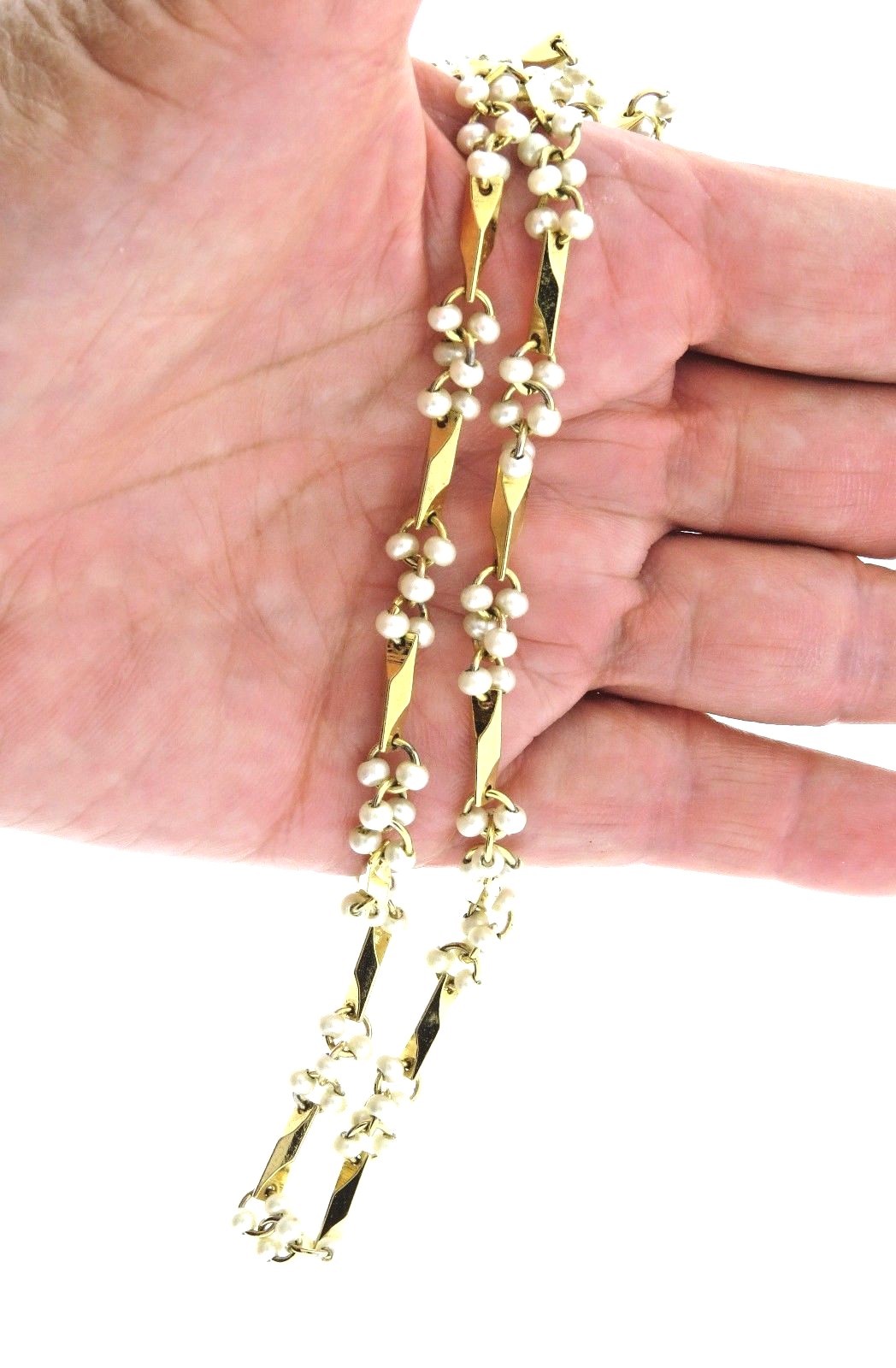 Vintage Pearl Wire Wrap Necklace Chain Strand 1/4×18″