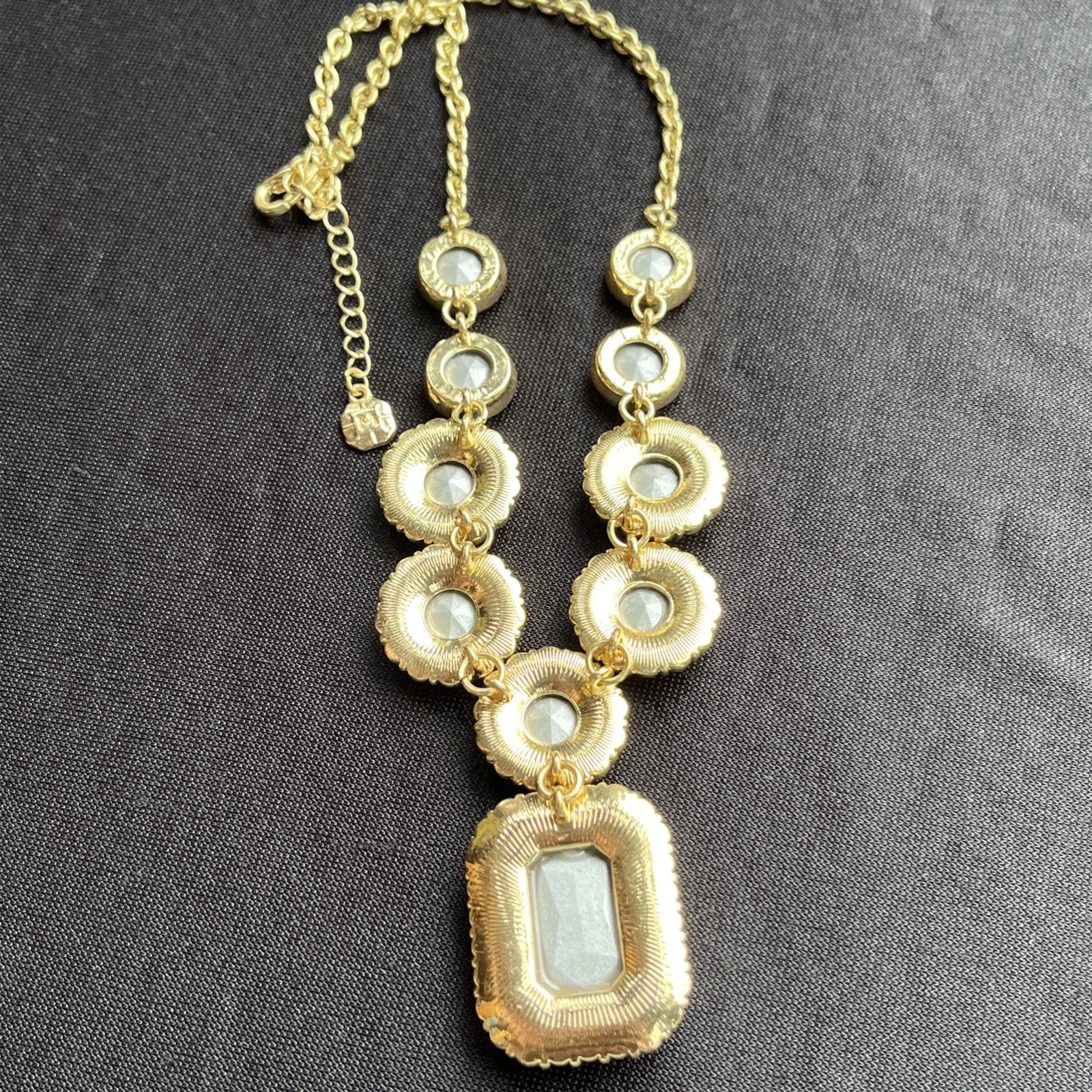 Vintage Monet Faceted Golden Topaz Crystal & Clear Rhinestone Statement Necklace