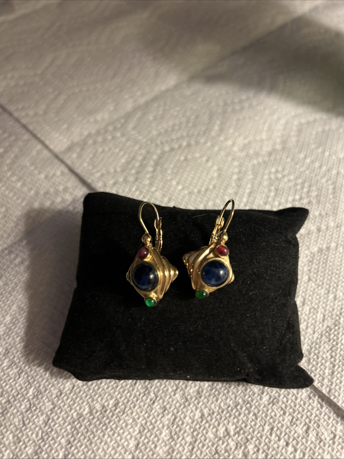 Girpoix Mogul Style Earrings India With Large Blue Center Stone And French Backs