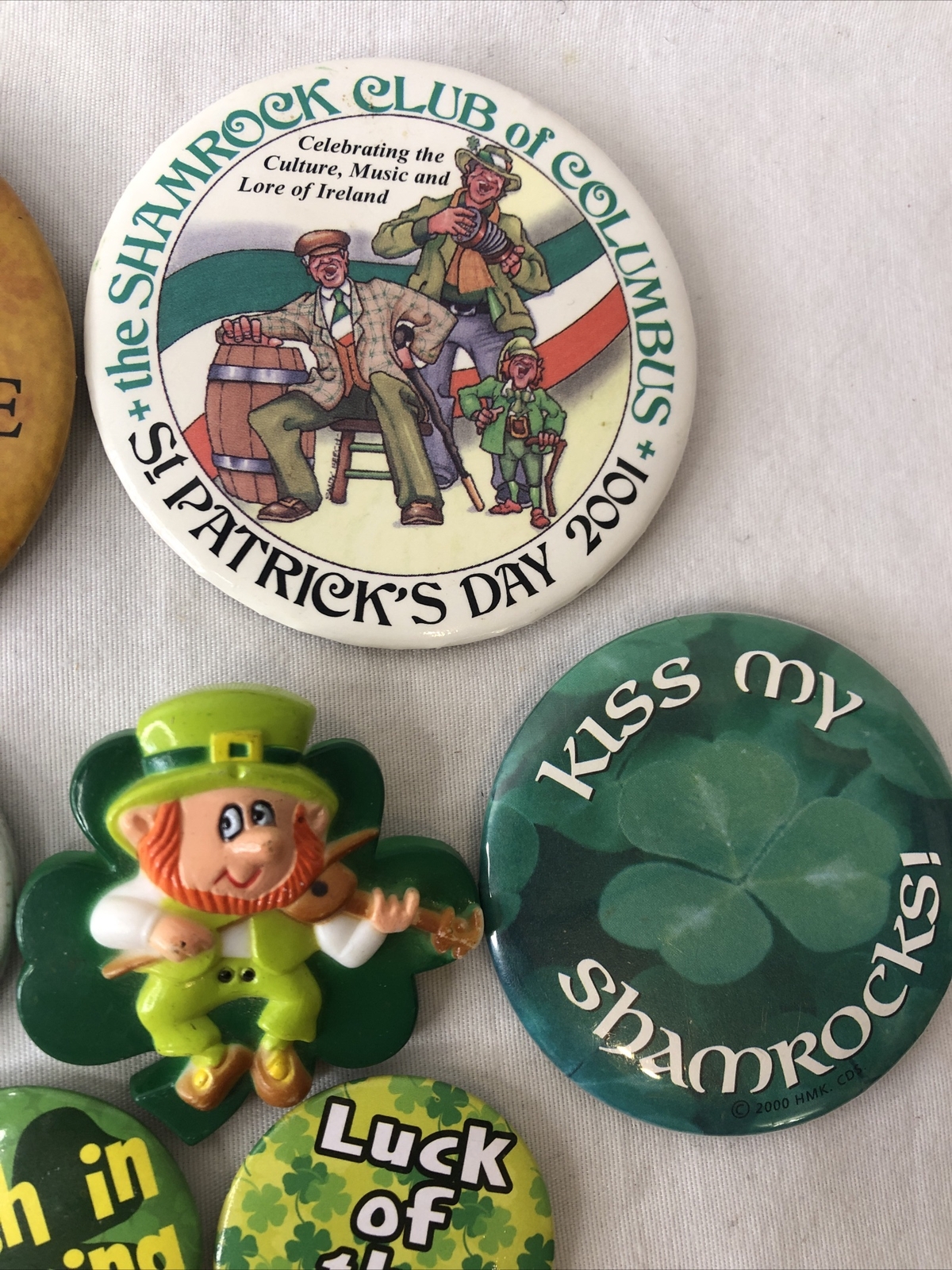 Lot of 13 St. Patrick’s Day Buttons Irish Pin Vintage Shamrock Lucky Leprechaun